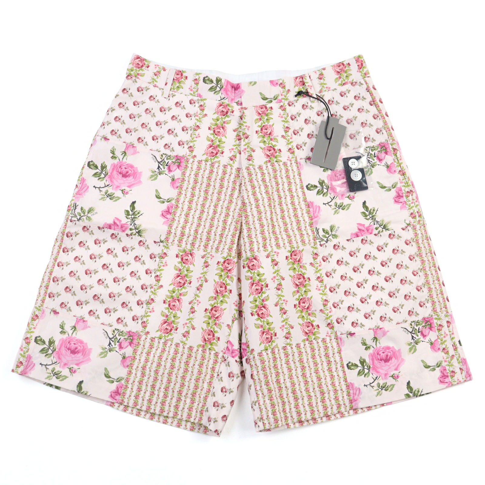 未使用品○DIOR ディオール オム 293C170B5680 ロゴ入り パッチワーク フローラル 花柄 ハーフパンツ ショートパンツ マルチカラー 46 イタリア製 正規品 メンズ【中古】