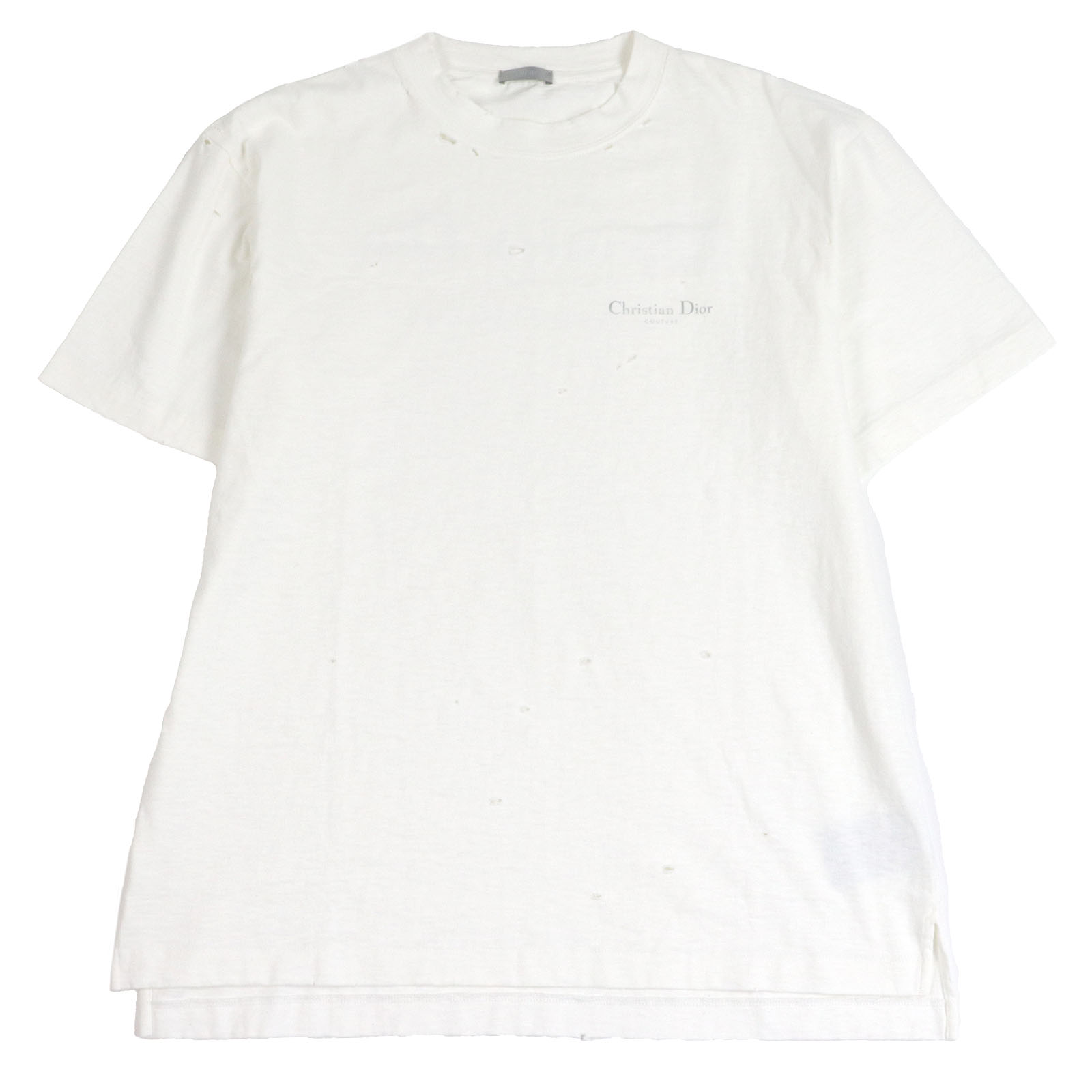 極美品□DIOR ディオール オム 34DJ696A0849 コットン100% ダメージ加工 ロゴプリント 半袖Tシャツ ホワイト L イタリア製 正規品 メンズ【中古】|衣類&ブランドリサイクル GREEN