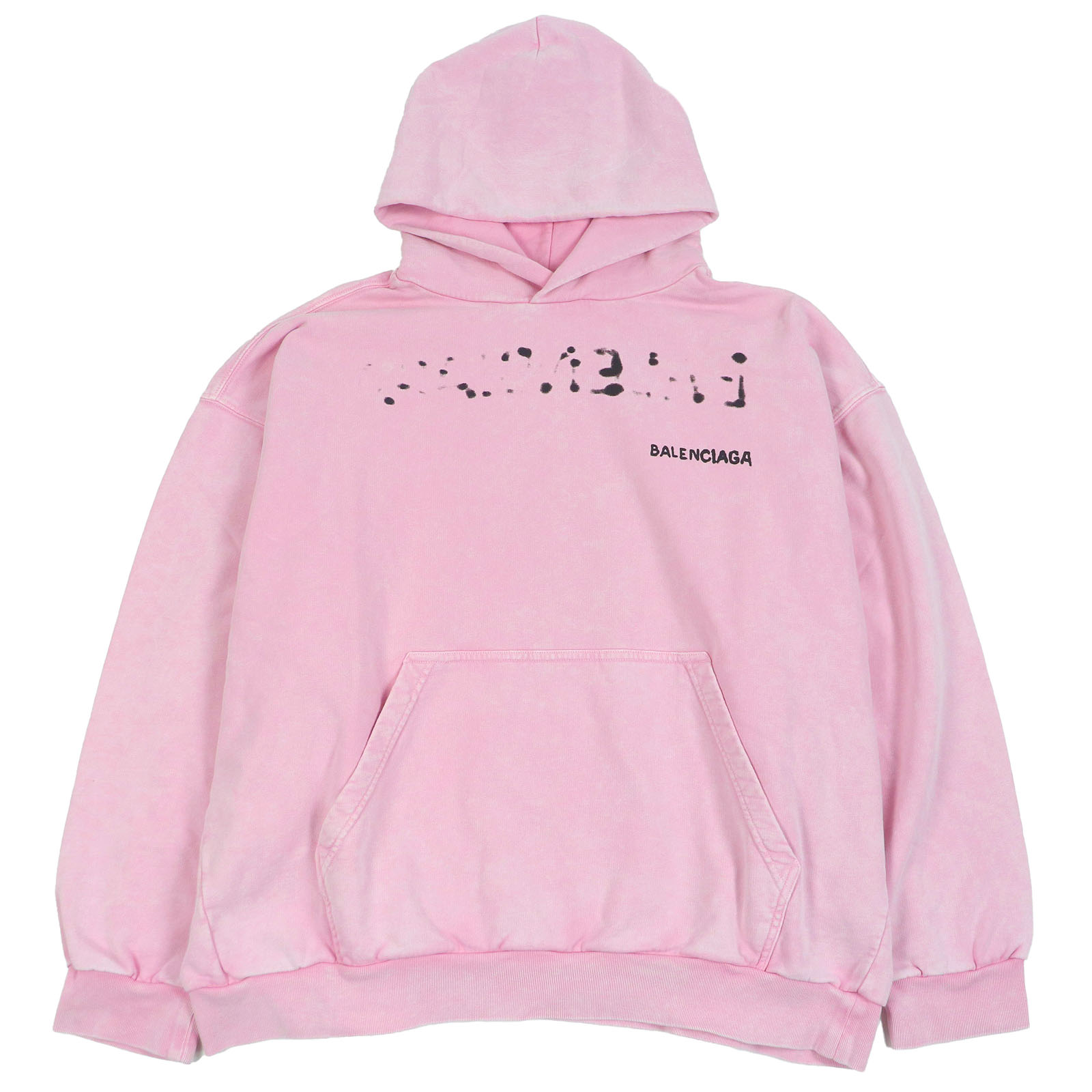 極美品□BALENCIAGA バレンシアガ 24SS 767877 ハンドドローミディアムフィットプルオーバーパーカー フーディー ダメージ加工 ピンク S 正規品 メンズ【中古】