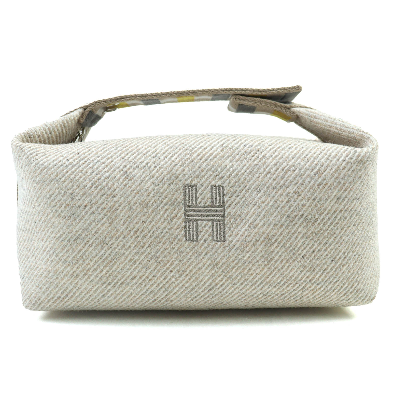 未当て嵌める品△HERMES エルメス ブリッド ア 黒いこと PM オ カレ 羊毛100％ セーグル しろがね色金具 セリエボタン ハンドバック 車寄せ フランス共和国製 レディース【中古】