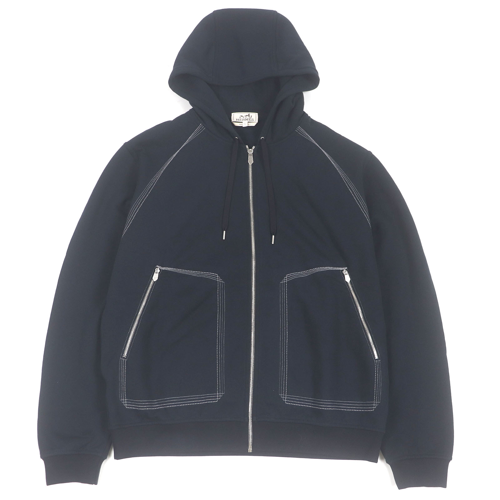 Hermes 23SS メンズ Piqures Sellier ステッチライン 半袖 Tシャツ オレンジ XXS (192426