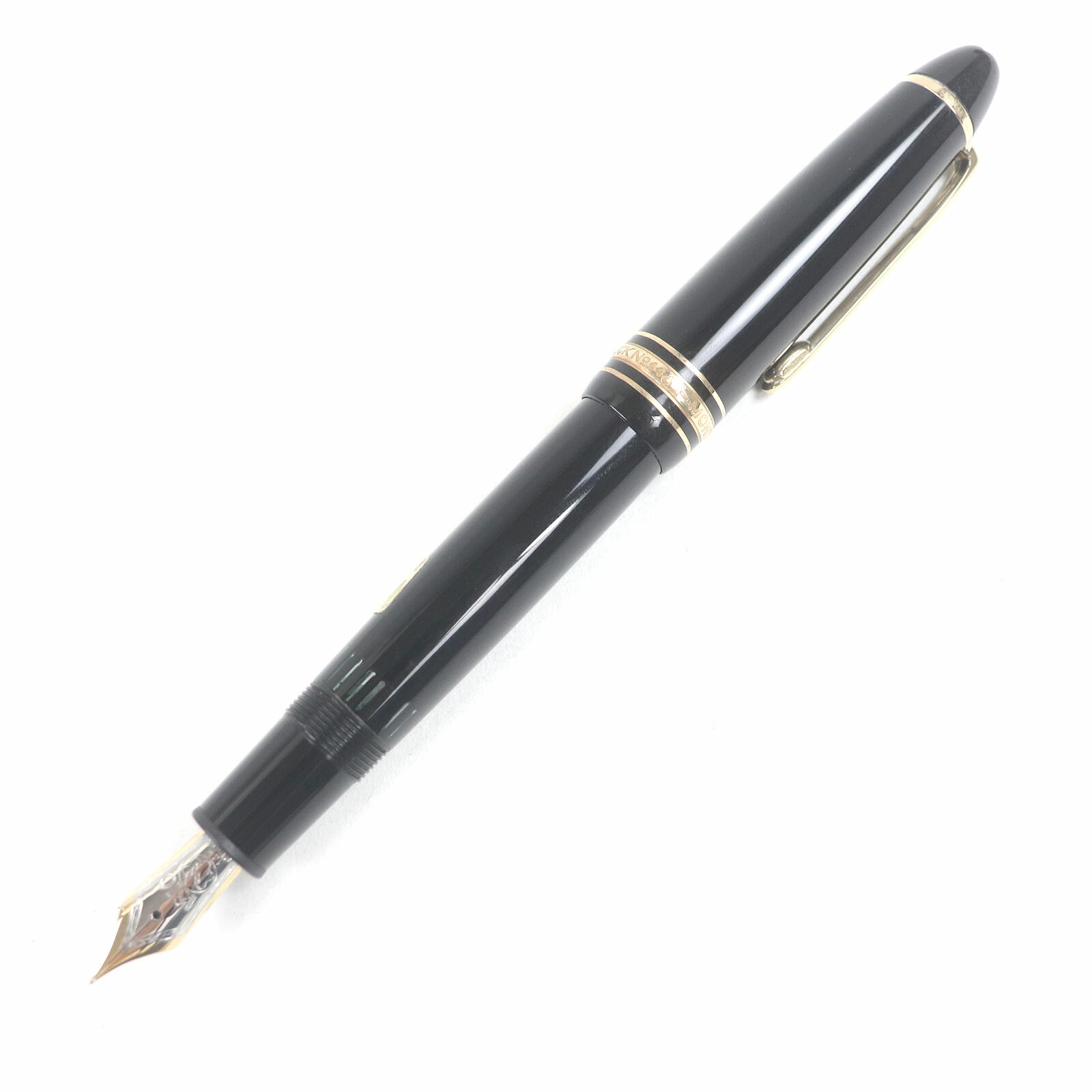 美品□MONTBLANC モンブラン マイスターシュテュック 146 ペン先14K Fニブ キャップ式 万年筆 ブラック ゴールド ドイツ製 メンズ【中古】
