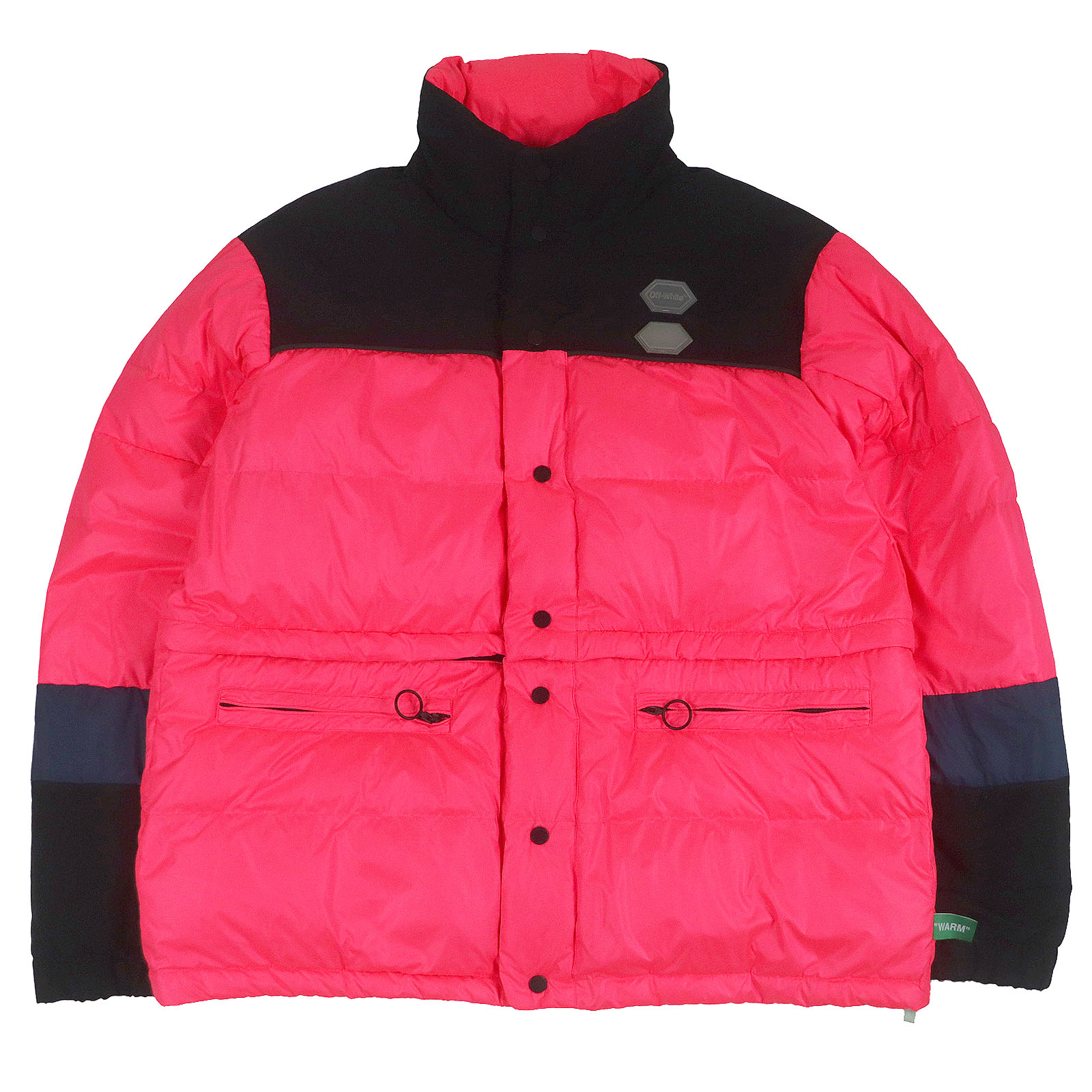 美品□OFF-WHITE オフホワイト 19AW OMED013R19C02021 Bicolor Puffer Jacket ダウンジャケット ネオンピンク M 正規品 メンズオススメ【中古】