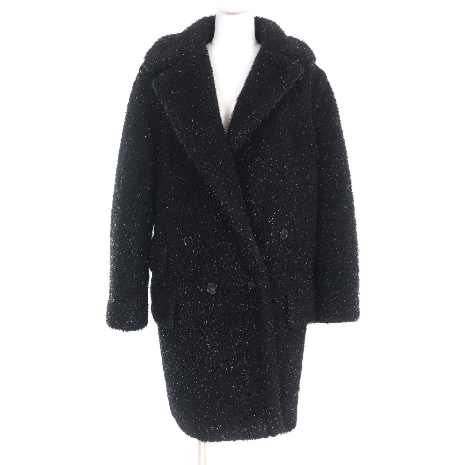 極美品★Max Mara マックスマーラ 10163996 キャメル シルク混 白タグ ラメ テディベアコート ブラック 40 イタリア製 正規品 レディース【中古】｜衣類＆ブランドリサイクル GREEN