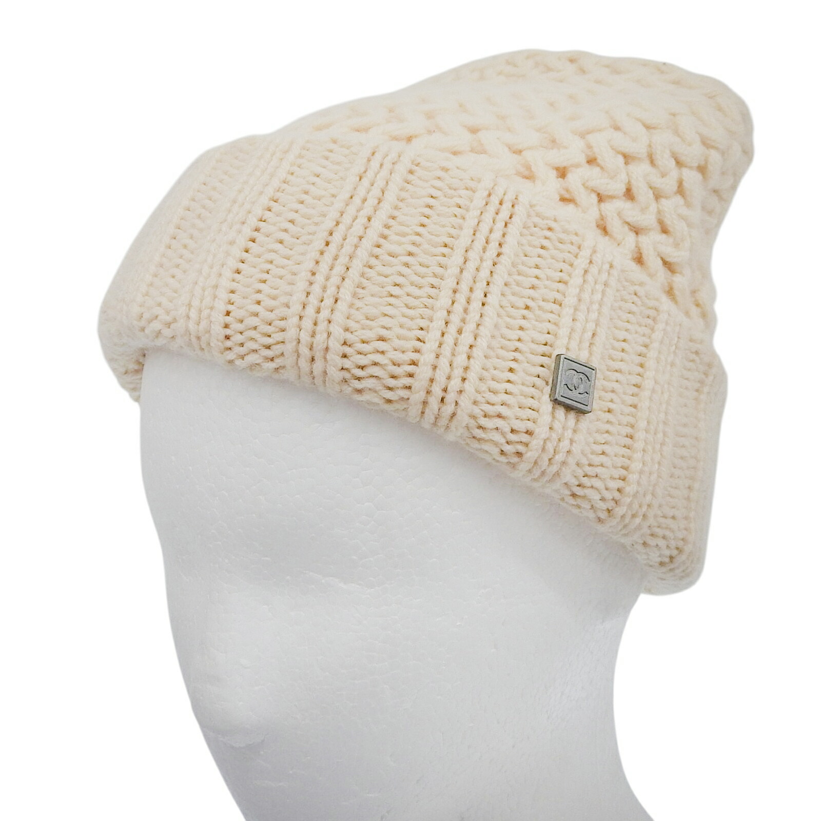 楽天市場】CHANEL シャネル ニット帽 帽子 ココマーク ネイビー ウール