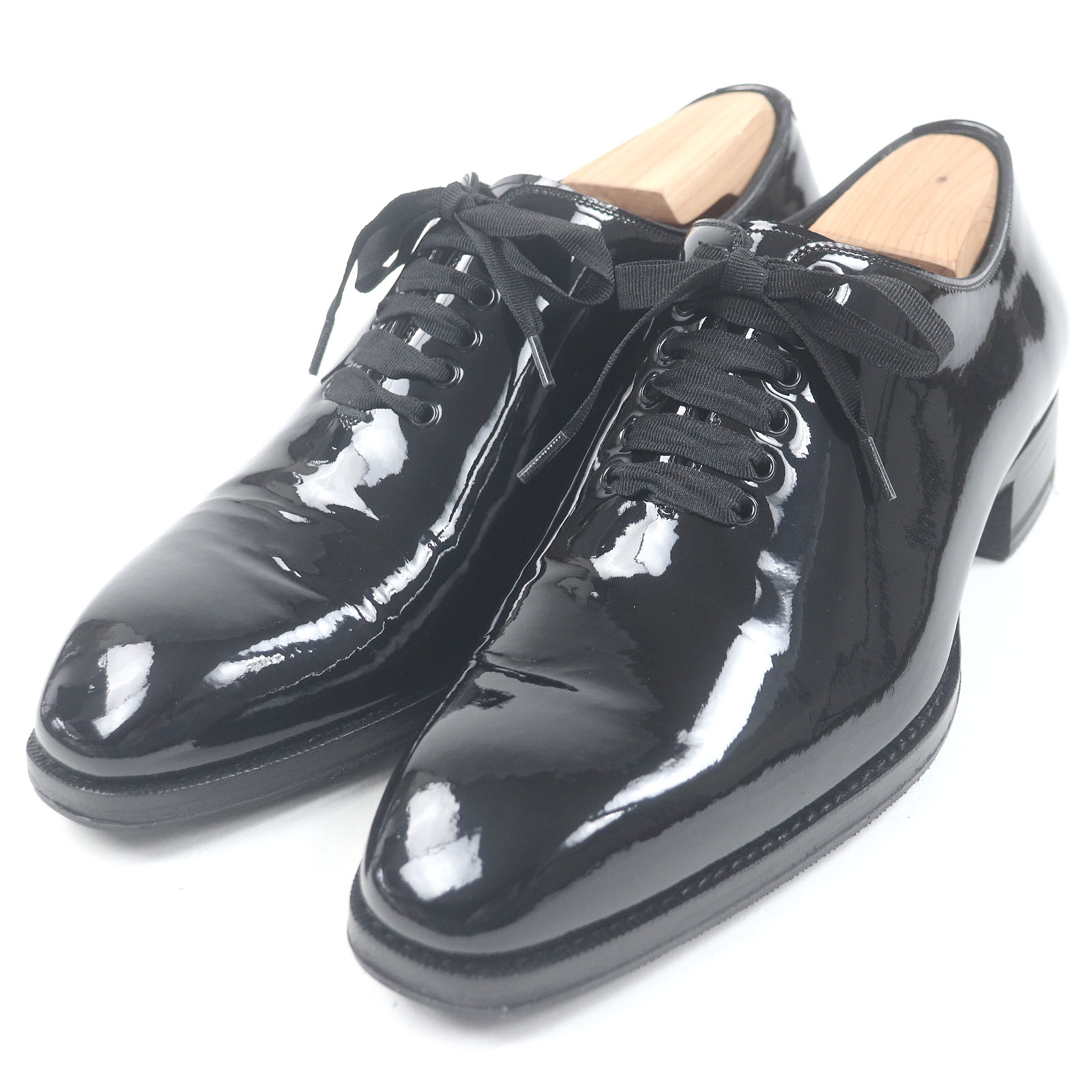 未使用品□TOM FORD トムフォード 23AW Patent lace-up shoes EDGAR パテントレザー ダービーシューズ ドレスシューズ ブラック 7 保存袋付き イタリア製 メンズ【中古】