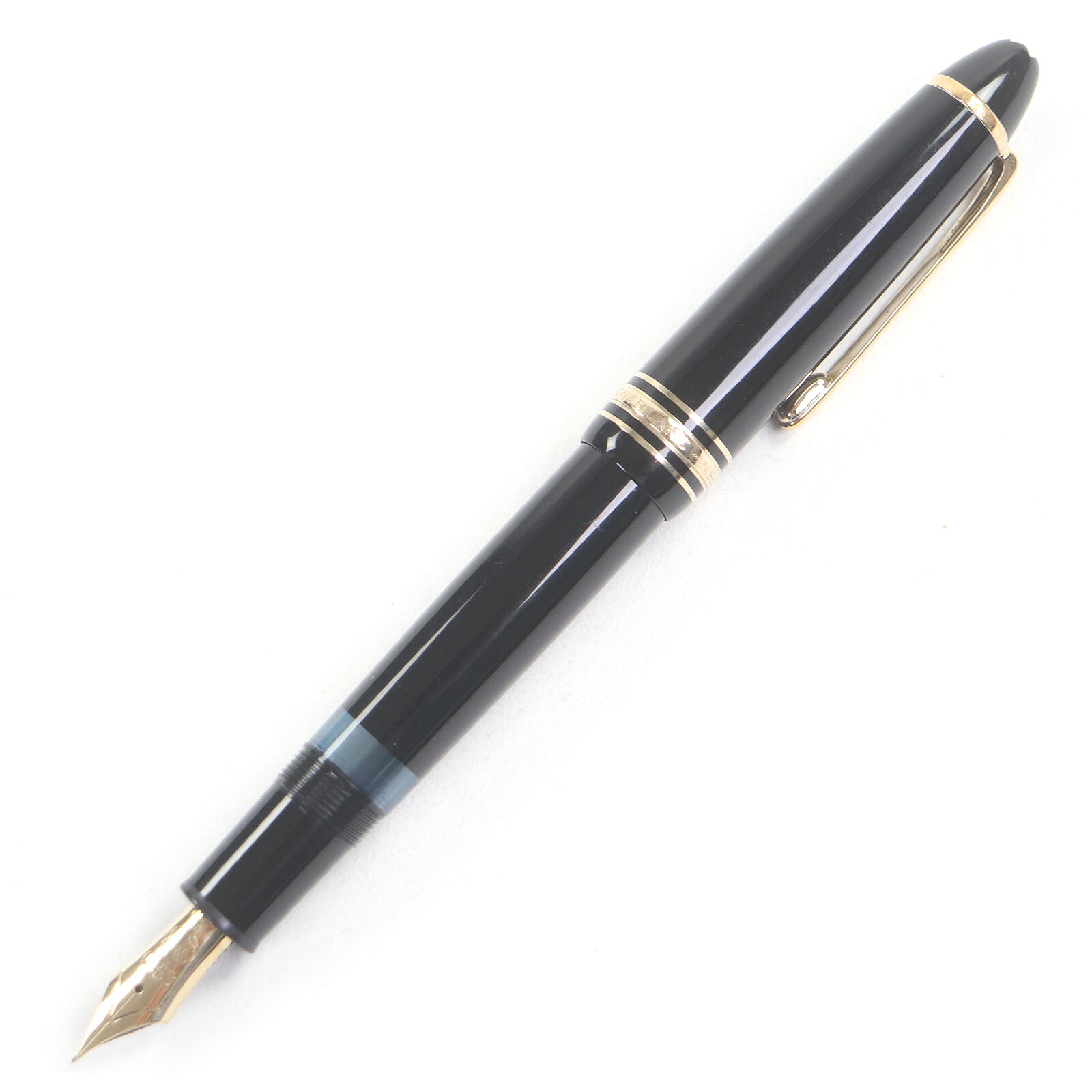 良品□MONTBLANC モンブラン マイスターシュテュック 146 ペン先14K Fニブ キャップ式 万年筆 ブラック ゴールド ドイツ製 メンズ【中古】