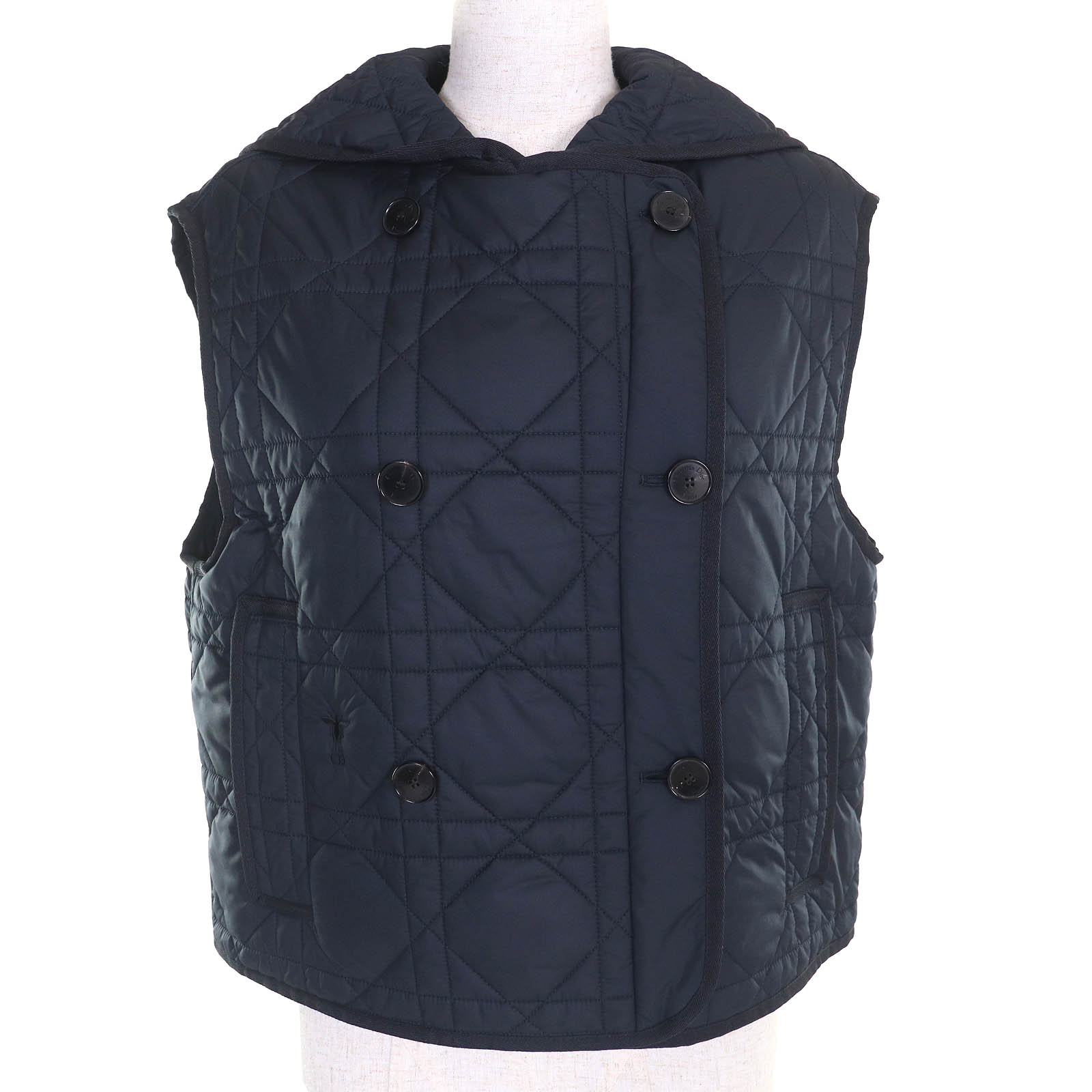 極美品△Christian Dior ディオール 23SS 317G19A2827 マクロカナージュ キルティングテクニカルタフタベスト BEE刺しゅう 米国海軍 40 イタリア製 定め事品 レディース オススメ◎【中古】