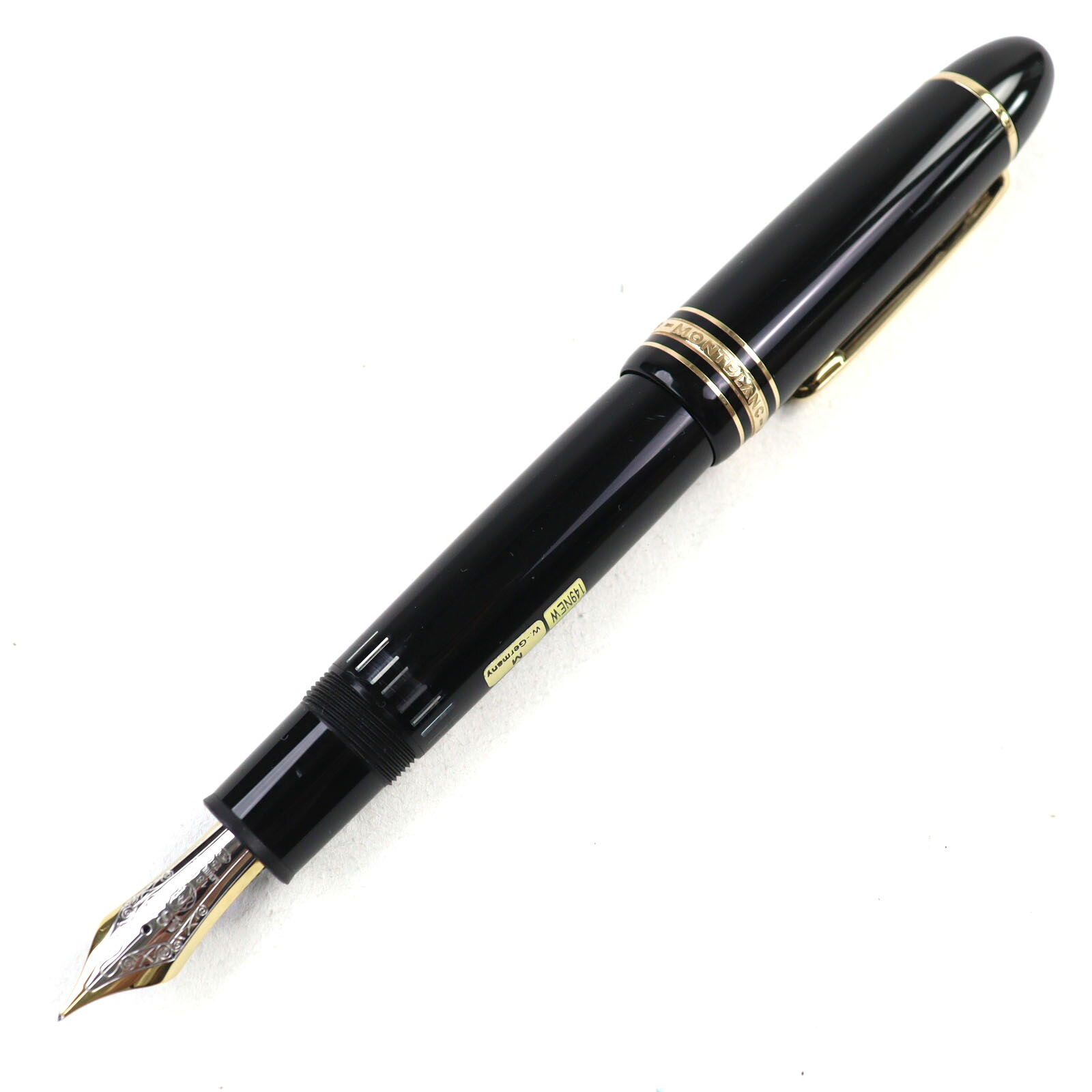 美品○MONTBLANC モンブラン マイスターシュテュック 149 18K Mニブ 白いことはやりっ子 ロゴタイプ目じるし 筆 黒いこと ゴールド ＦＲＧ製【中古】