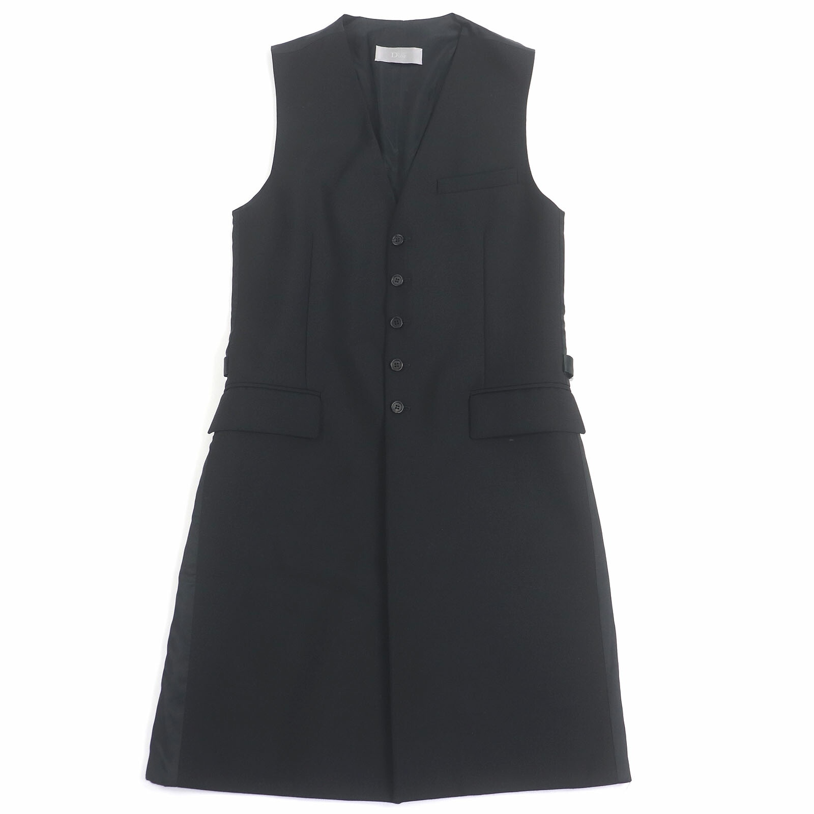 極美品□Dior HOMME ディオールオム 7H3160260249 モヘア混 07AW エディ期 ロング丈 ジレ ベスト ブラック 44 イタリア製 正規品 メンズ【中古】