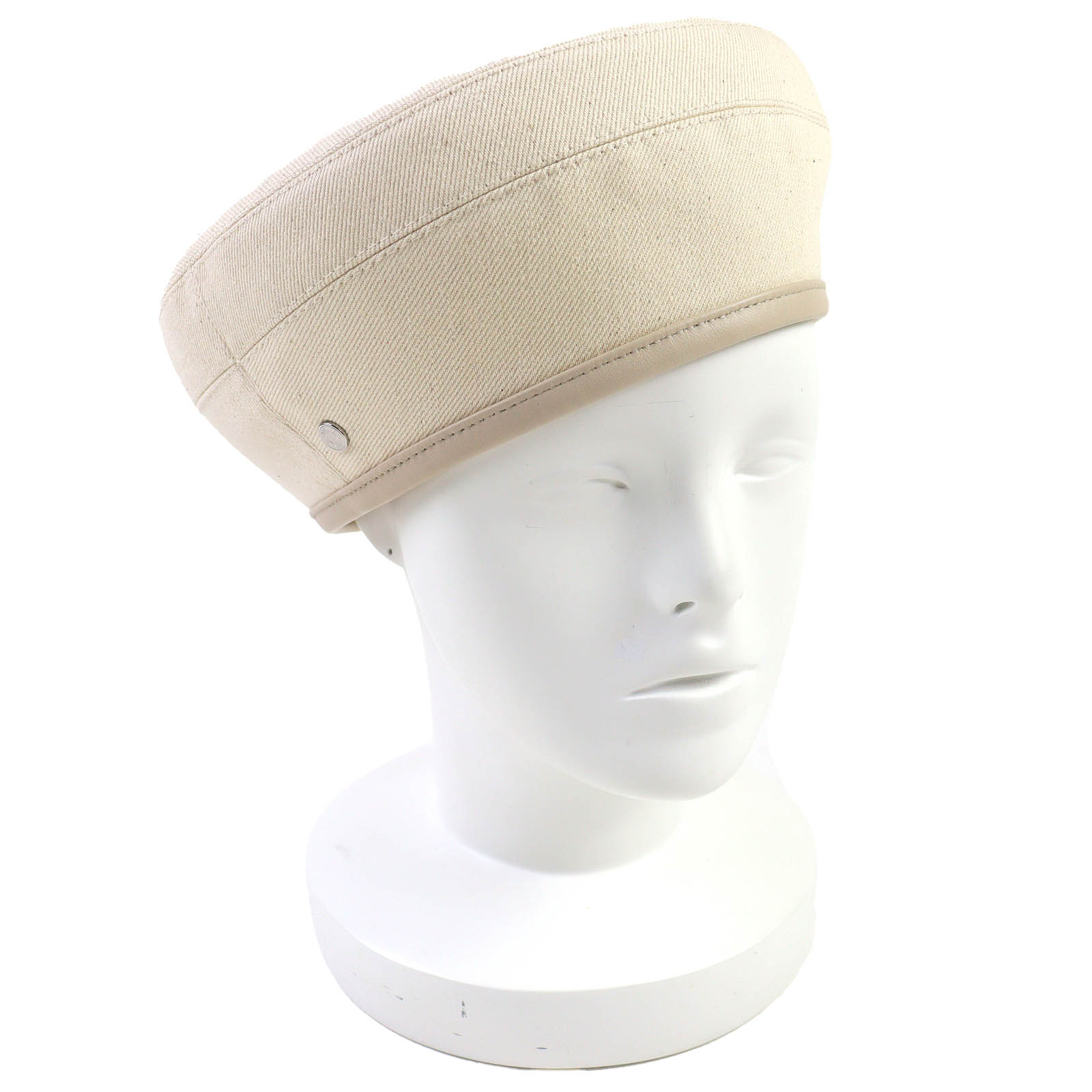 極美品△HERMES エルメス 222017N サントノーレ コットン100％ レザートリミング ブランカッセ シルバー金具 セリエボタン デニム ベレー帽 帽子 58 保存袋付き イタリア製 正規品 レディース【中古】｜衣類＆ブランドリサイクル GREEN 29,304円