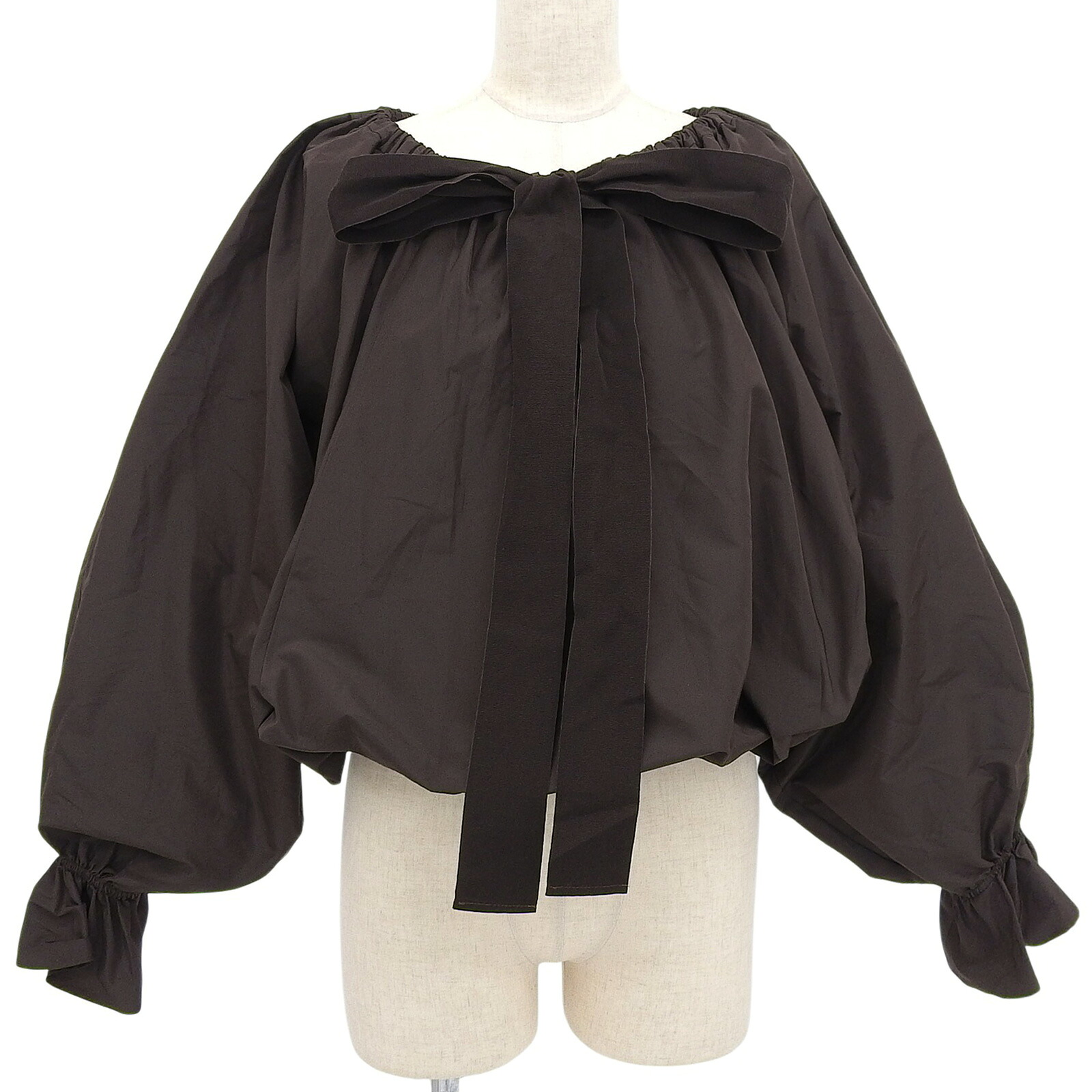 極美品▲PATOU パトゥ 21AA4-T0026-11 パフ・キャンディースリーブ グログランリボン 長袖 ブラウス ブラウン 34 正規品 レディース【中古】|衣類&ブランドリサイクル GREEN