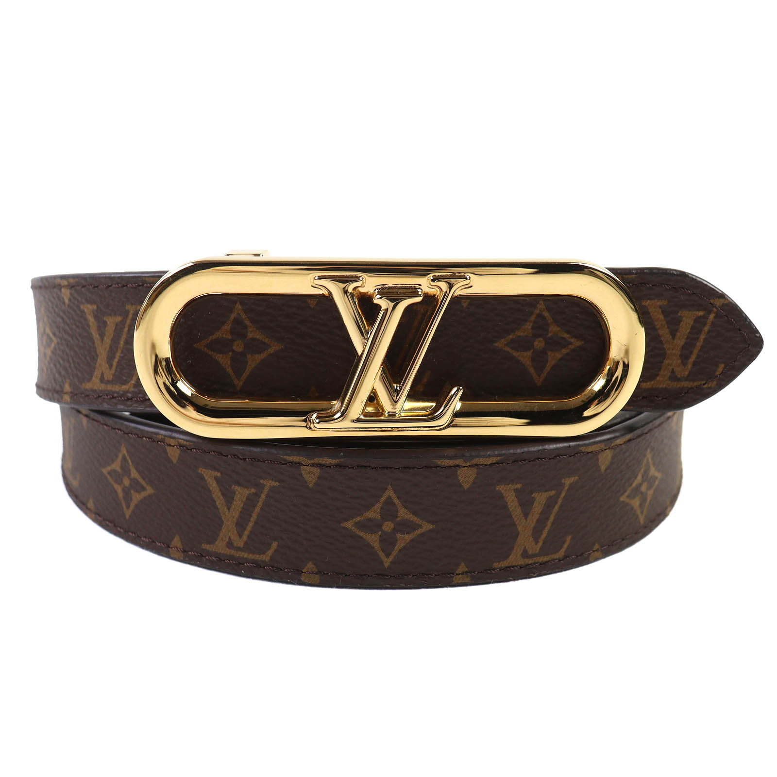 美品△LOUIS VUITTON ルイヴィトン M0690 マイ LV チェーン リバーシブル モノグラム レザー ベルト ブラウン/ブラック ゴールド金具 80/32 スペイン製 レディース【中古】｜衣類＆ブランドリサイクル GREEN
