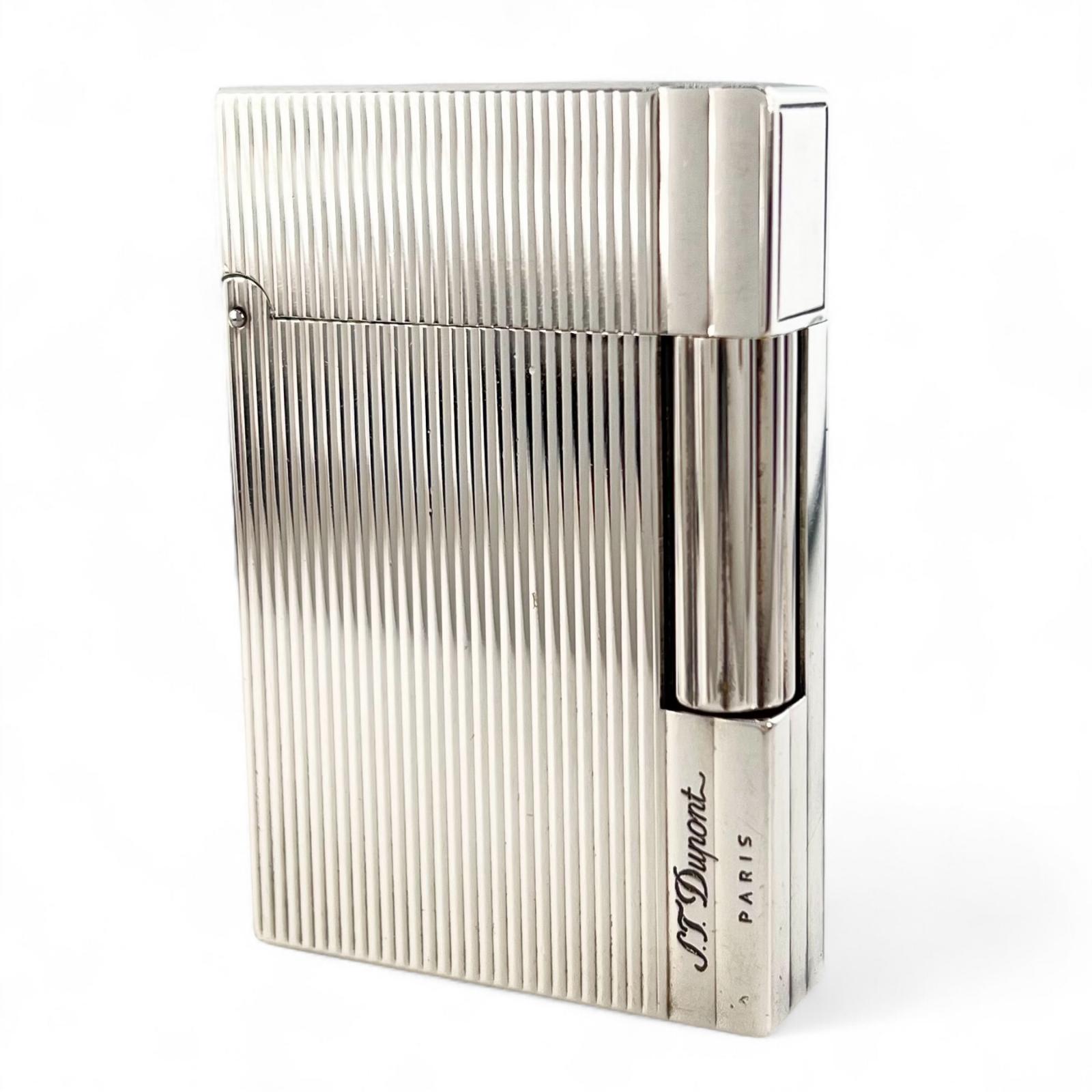 美品　ST.dupont　デュポン　ガスライター　シルバー　着火良品　波形模様 外装美品○Dupont デュポン ライン1 ショート ストライプ×ダイヤモンド