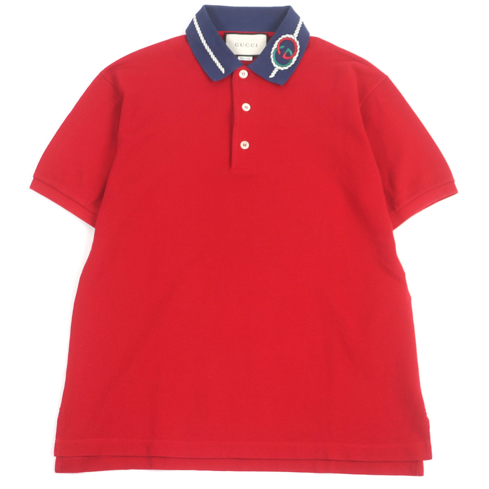 GUCCI 赤 ネイビー襟 ポロシャツ GUCCI ネイビー ポロシャツ 赤襟