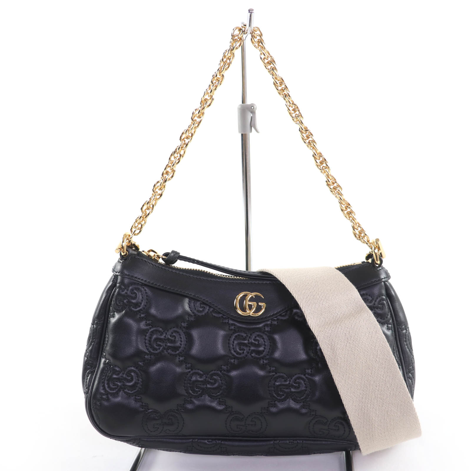 極美品☆GUCCI グッチ 735049 GGマトラッセ 2WAY なめし革 ハンドバック ショルダーバッグ 黒いこと 保護すること袋付き添い人 イタリア製 レディース【中古】