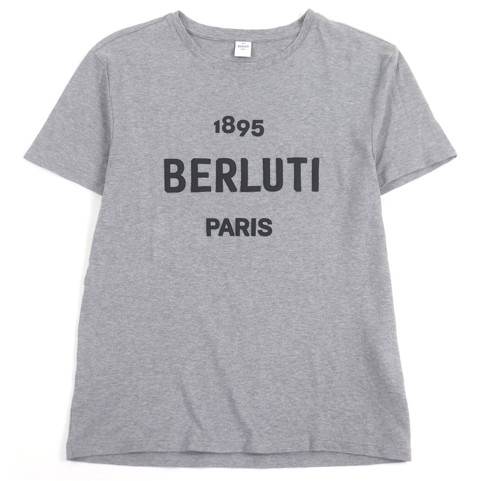 極美品□BERLUTI ベルルッティ ロゴパッチ クルーネック ショートスリーブ 半袖Ｔシャツ カットソー グレー XS イタリア製 正規品 メンズ【中古】
