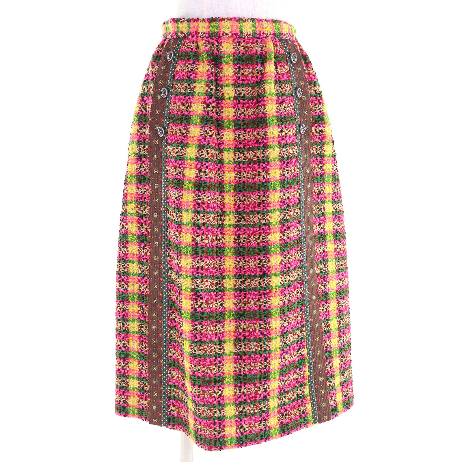 未使用 GUCCI スカート Aライン ダブルGG マーモント ツイード 羊毛L 841290_FAFE7_1041_003_100_0000