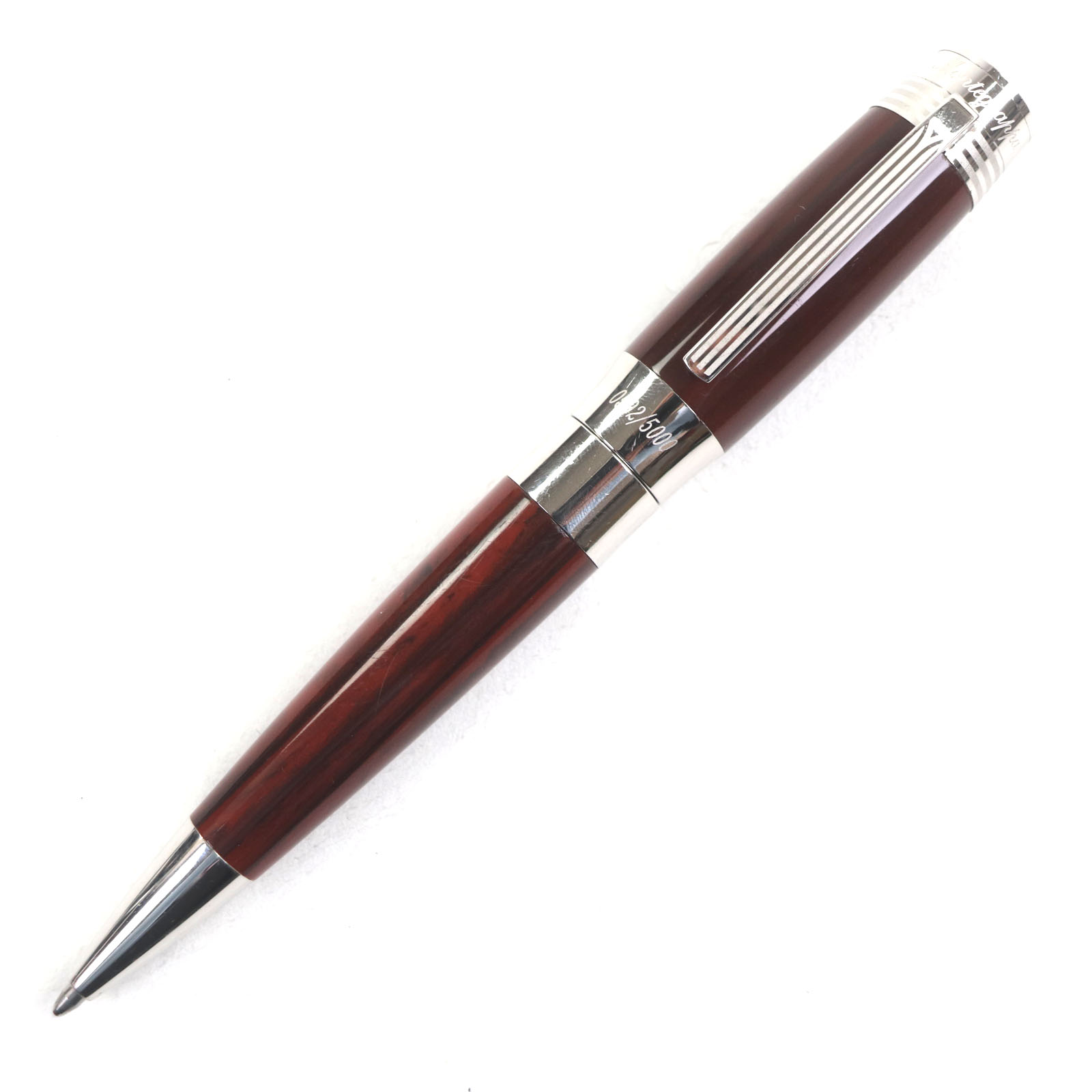 良品▼Montegrappa モンテグラッパ 2007年製 ジーニオ・クリエイティヴォコレクション アントニオ・ストラディバリ 5000本限定 0592/5000 ツイスト式 ボールペン ボルドー シルバー メンズ 筆記確認済み【中古】