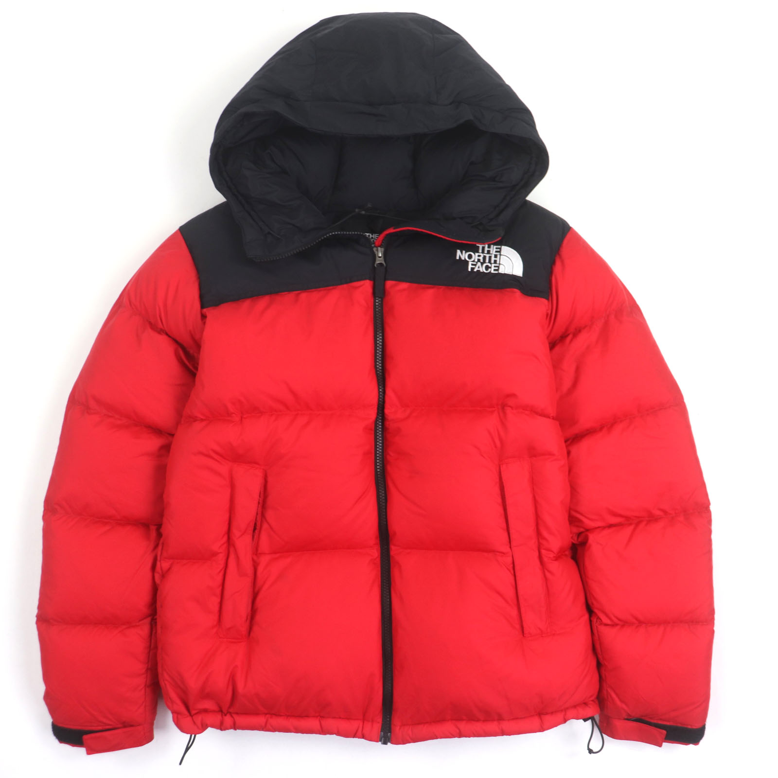 美品▼THE NORTH FACE ザ・ノースフェイス ND92041R Nuptse Hoodie ヌプシ フーディ ロゴタイプ刺しゅう ジップアップ 落ち込む上衣 赤いこと L 定まり品 メンズ【中古】