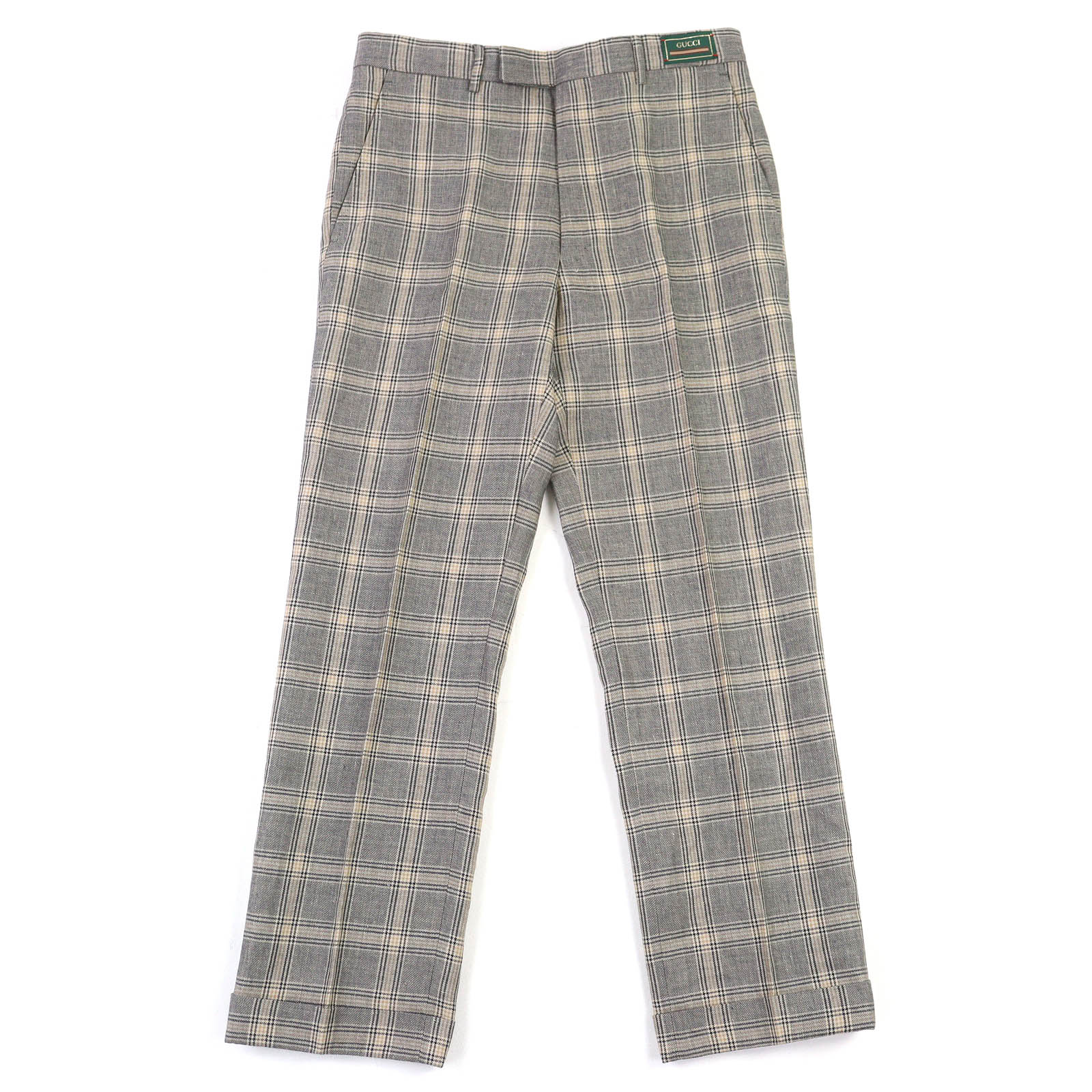 極美品△GUCCI グッチ 707294 リネン 絨毛 boutique グレン照合のしるし 真っただ中押し付ける スラックス ズボン下 ベージュ系 44 イタリア製 置き目品 メンズ【中古】 ズボン・パンツ-メンズファッション