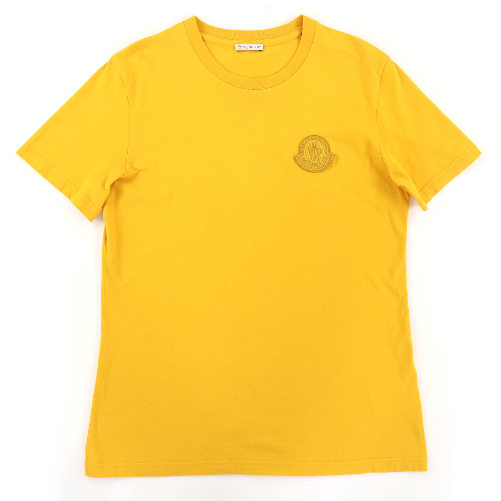 美品◇MONCLER モンクレール 2020年製 F20938C75900 コットン100％ ロゴワッペン付き ショートスリーブ 半袖Ｔシャツ マスタード M 正規品 メンズ【中古】
