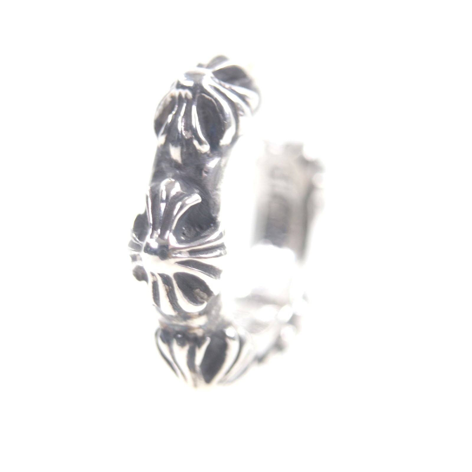 極美品▼CHROME HEARTS クロムハーツ HOOP CROSS はりつけ台ダンス楽隊 フープピアス  925 郵便受け14K 片耳用 ピアス しろがね色 掛け目5.04g メンズ レディース 付属物【中古】