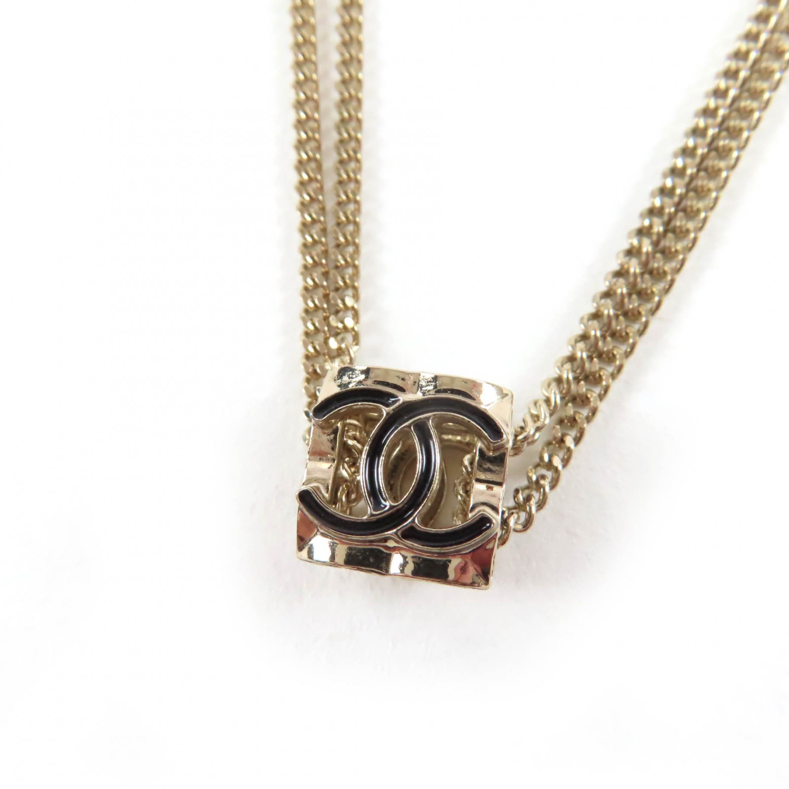 極美品☆CHANEL シャネル A22K ココマーク キューブ ネックレス ペンダント アクセサリー ゴールド イタリア製 重量15g レディース【中古】