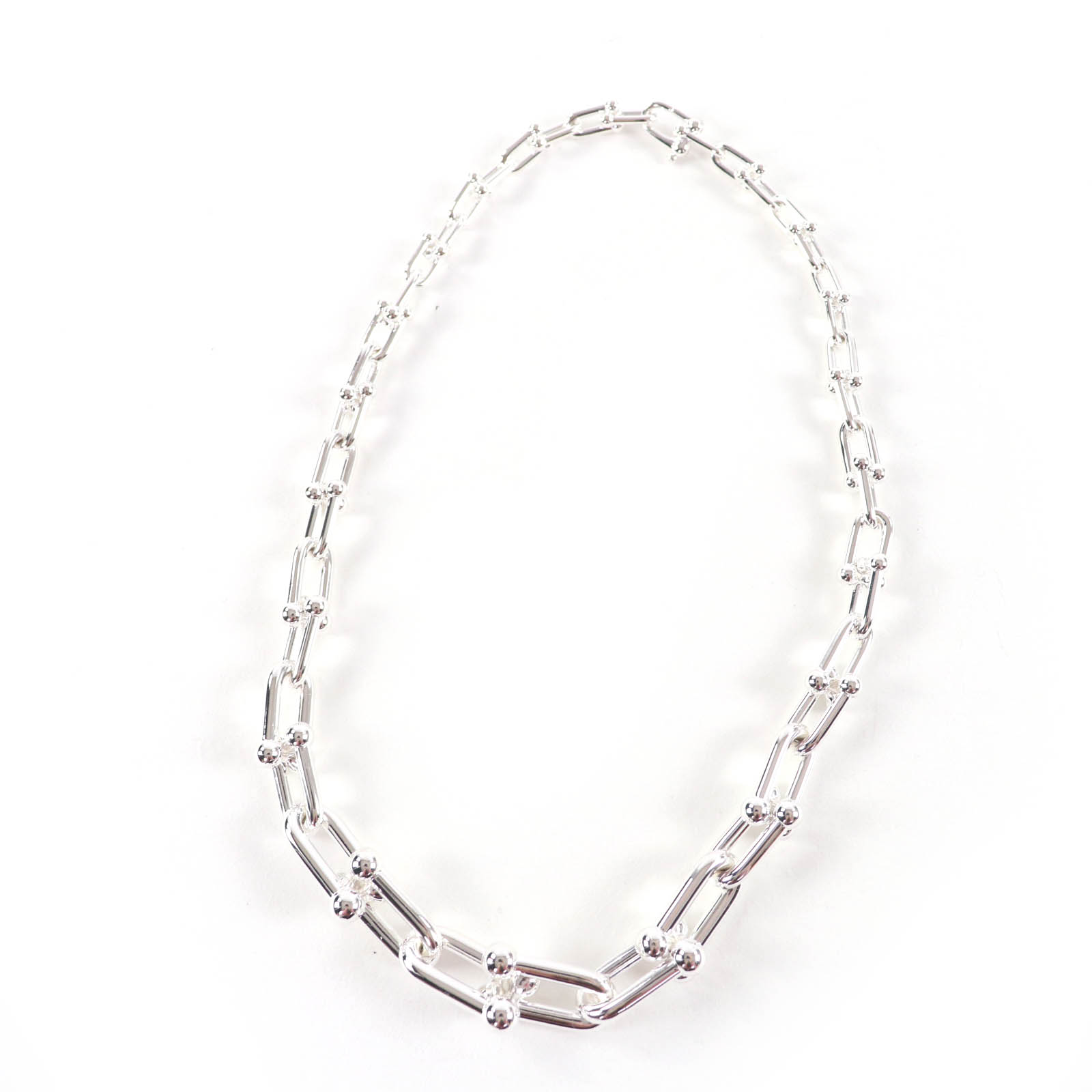 極美品☆TIFFANY&Co. ティファニー ハードウェア グラジュエイテッド リンク ネックレス AG925 スターリングシルバー 重量115g レディース【中古】