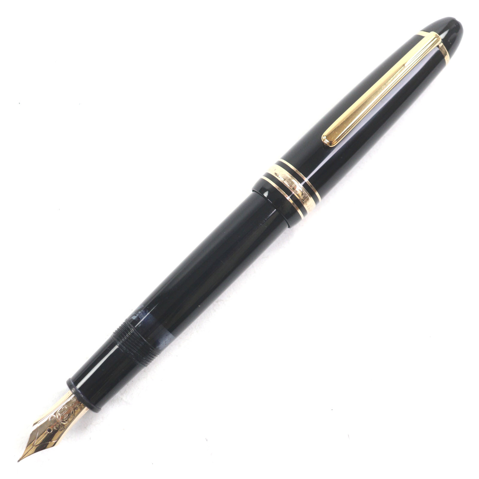 良品▼MONTBLANC モンブラン マイスターシュテュック 147 旅行家 書き込み先14K Mニブ 白いことはやりっ子 筆 黒いこと ゴールド メンズ【中古】