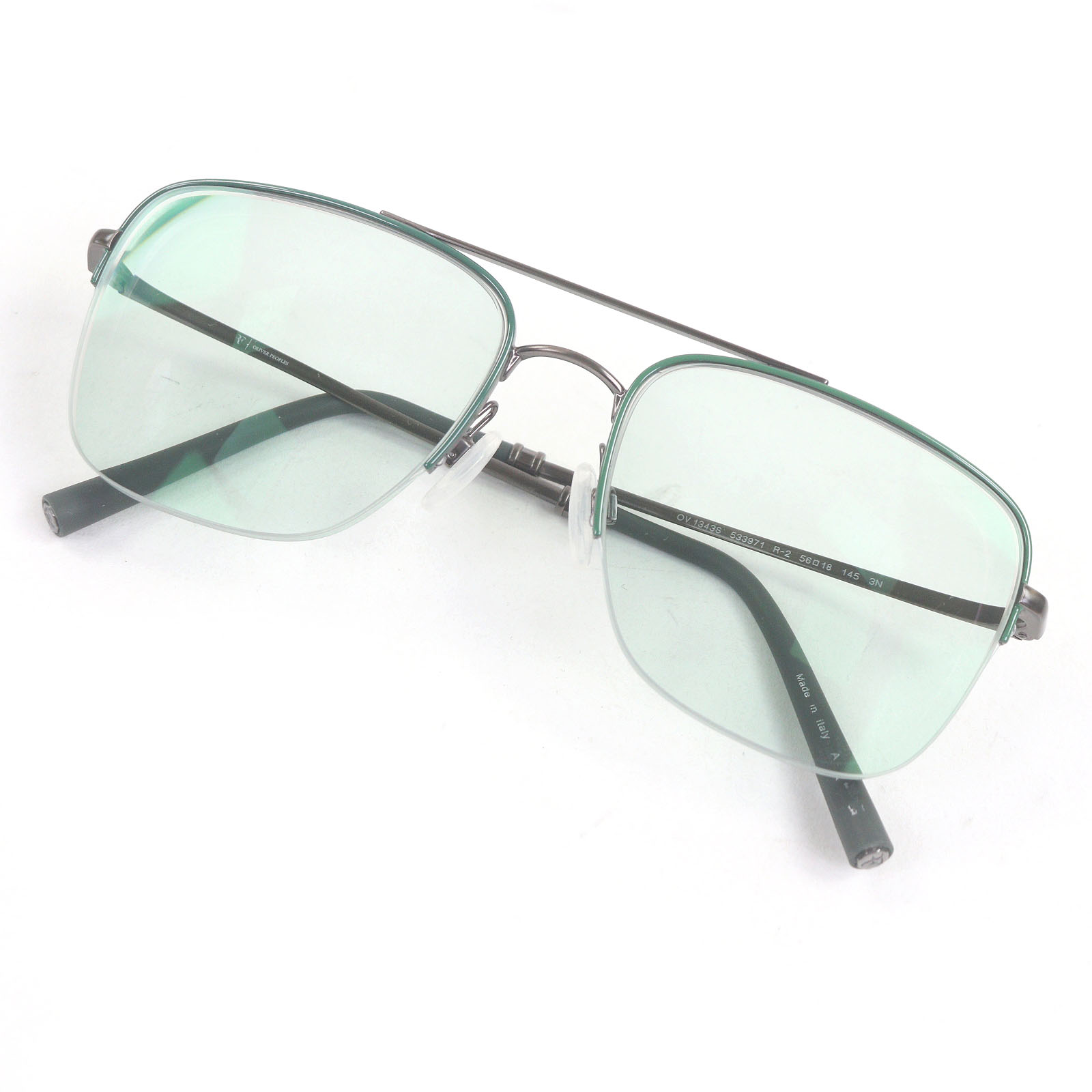 美品□OLIVER PEOPLES オリバーピープルズ OV1343S R-2 ロジャーフェデラーコレクション ダブルブリッジ フォレスト サングラス グリーン系 56□18-145 度入り ケース付き イタリア製 メンズ【中古】 20,790円
