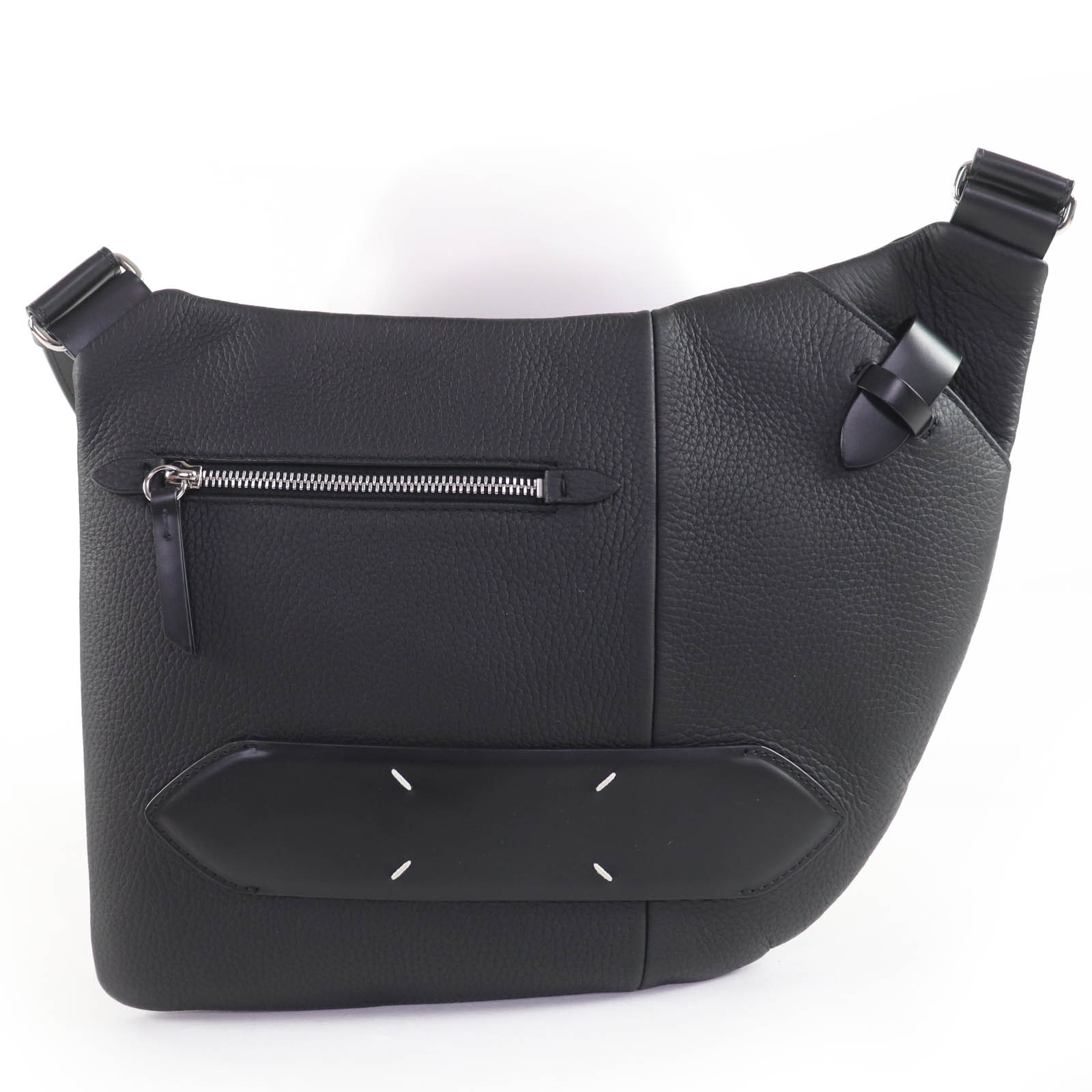 極美品☆Maison Margiela メゾンマルジェラ SB1WG0017 5AC オンボディ レザー ショルダーバッグ ブラック イタリア製 レディース メンズ【中古】