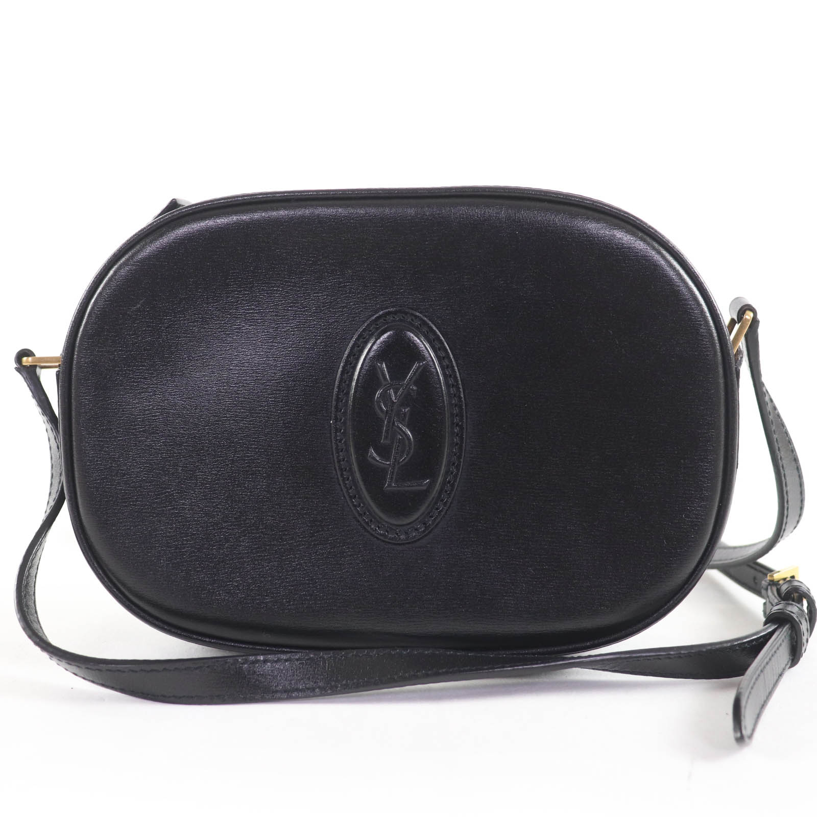極美品☆SAINT LAURENT PARIS サンローランパリ 582673 YSLロゴ カメラバッグ レザー ショルダーバッグ ブラック イタリア製 レディース【中古】