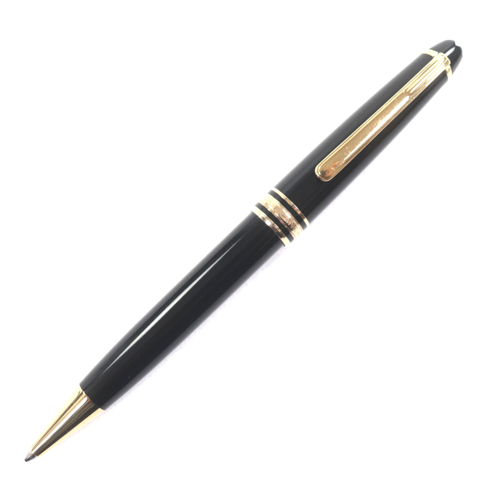 良品▼MONTBLANC モンブラン マイスターシュテュック クラシック ホワイトスター ツイスト式 ボールペン ブラック ゴールド ドイツ製 メンズ 筆記確認済み【中古】