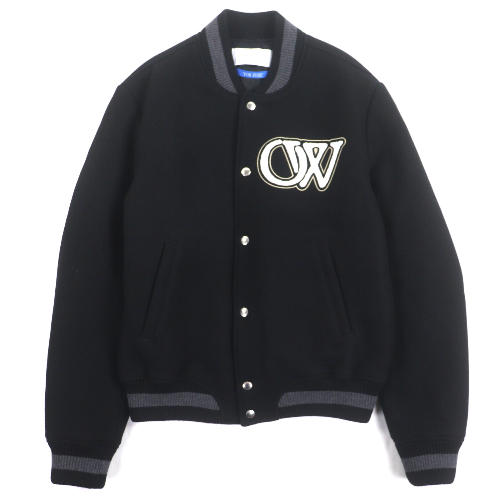 未使用品▼OFF-WHITE オフホワイト 2024AW バージンウール75% ヴァージルアブローバーシティ 2013 メンズコレクション復刻 ボンバージャケット ブラック L イタリア製 メンズ【中古】