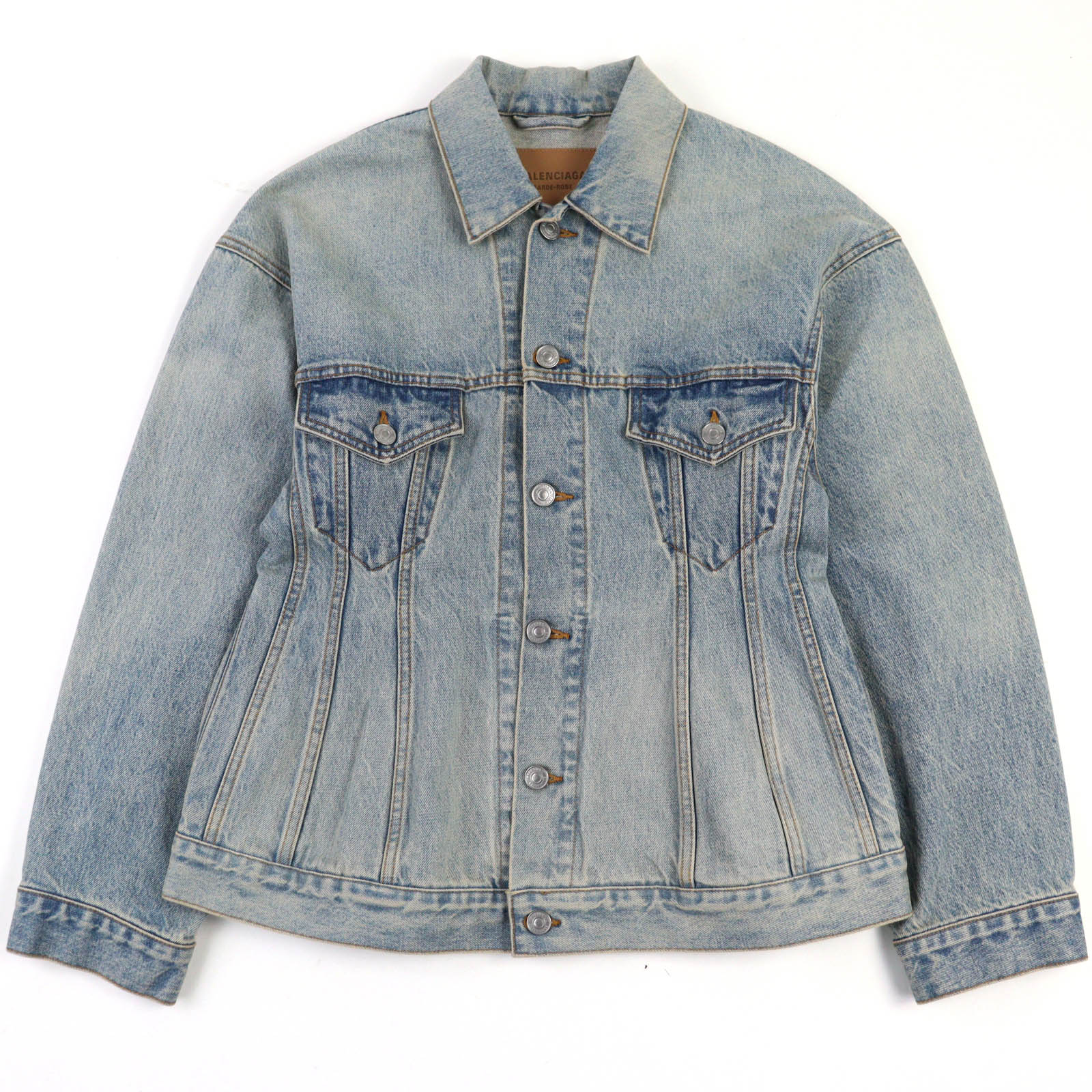 未使用品◇BALENCIAGA バレンシアガ 24SS 773776 Hourglass Denim Jacket コットン100％ ジャケット インディゴブルー 36 日本製 正規品 レディース【中古】