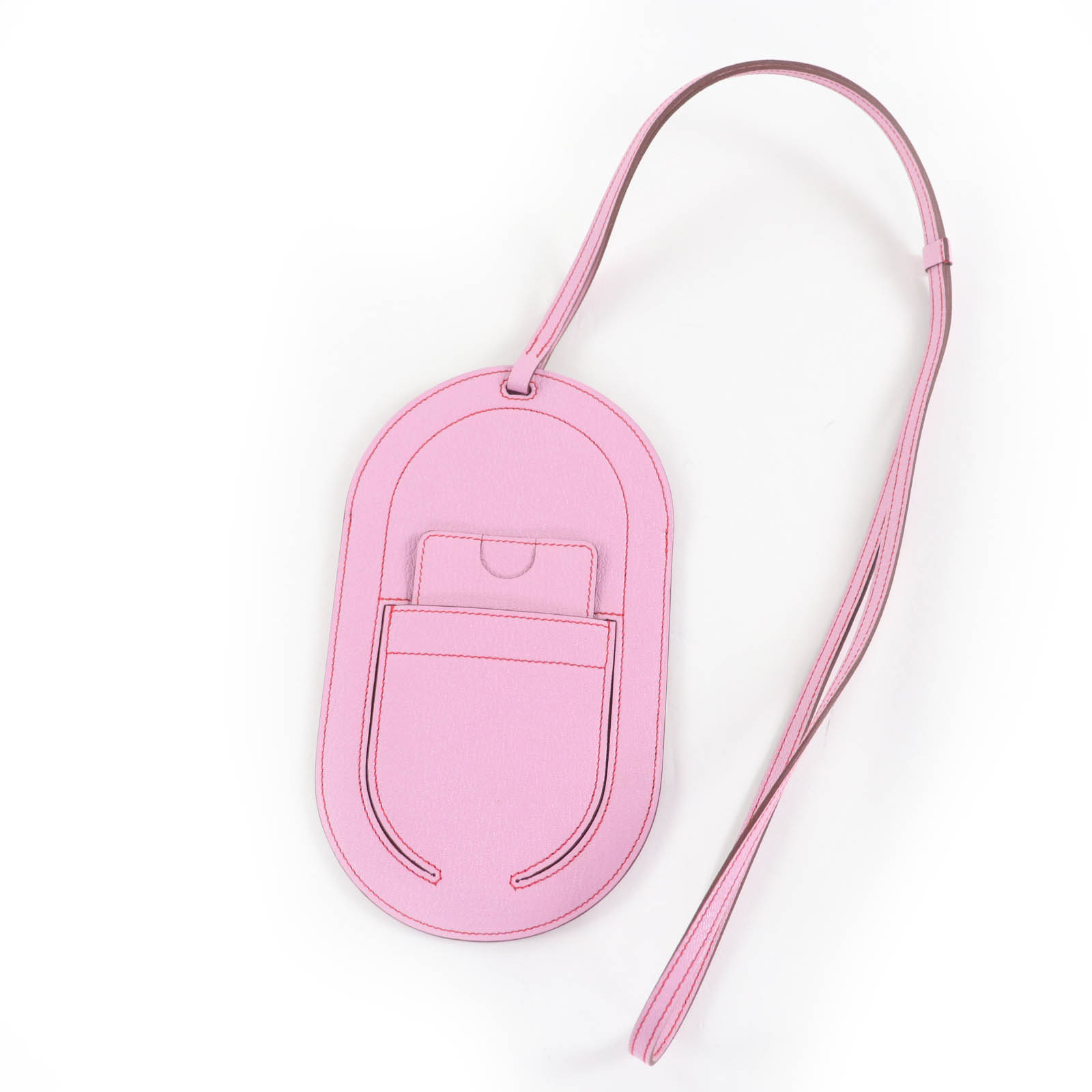 極美品☆HERMES エルメス インザループ トゥーゴーGM シェーブルミゾル スマホショルダー ネックストラップ 携帯・スマホアクセサリー ピンク D刻印 箱付き フランス製 レディース【中古】