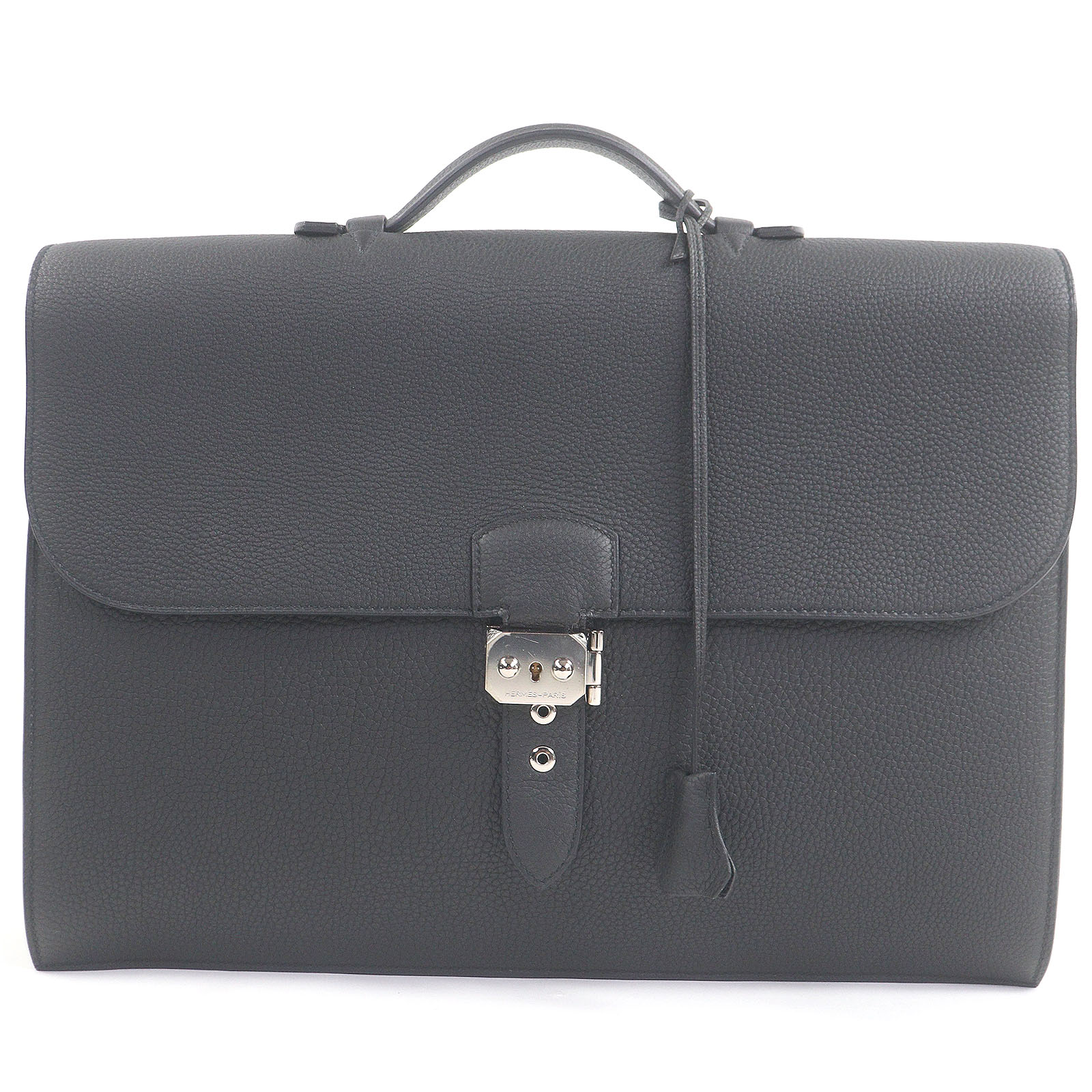 極美品□HERMES エルメス サック・ア・デペッシュ 38 トゴ シルバー金具 レザーブリーフケース ブラック T刻印 保存袋付き フランス製 メンズ【中古】