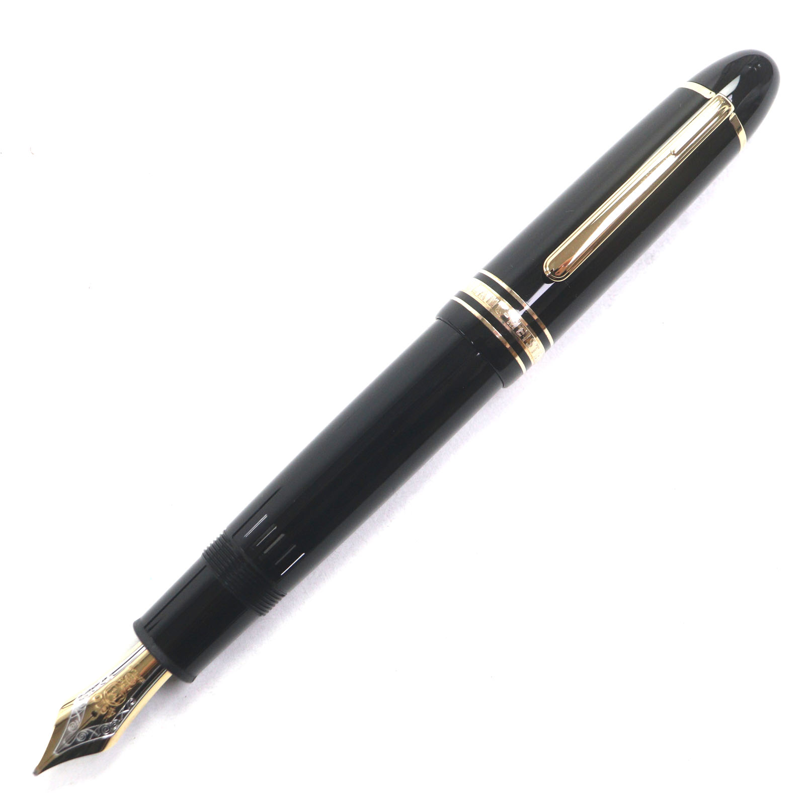 極美品▼MONTBLANC モンブラン マイスターシュテュック 149 書きもの先18K Bニブ 白いことはやりっ子 筆 黒いこと ゴールド 箱付き添い人 ＦＲＧ製 メンズ【中古】