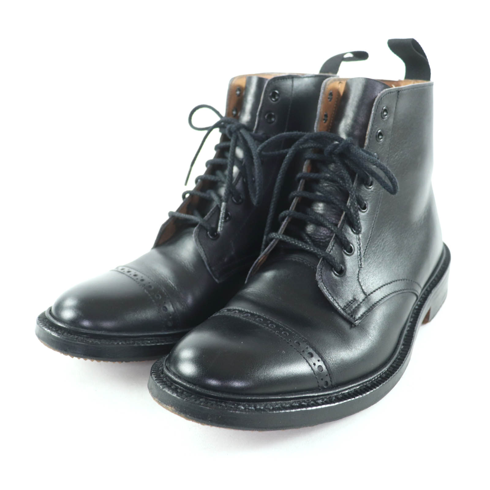 美品★Tricker's トリッカーズ レザー パンチドキャップトゥ レザー ダービーブーツ ショートブーツ ブラック 5 英国製 レディース【中古】|衣類&ブランドリサイクル GREEN