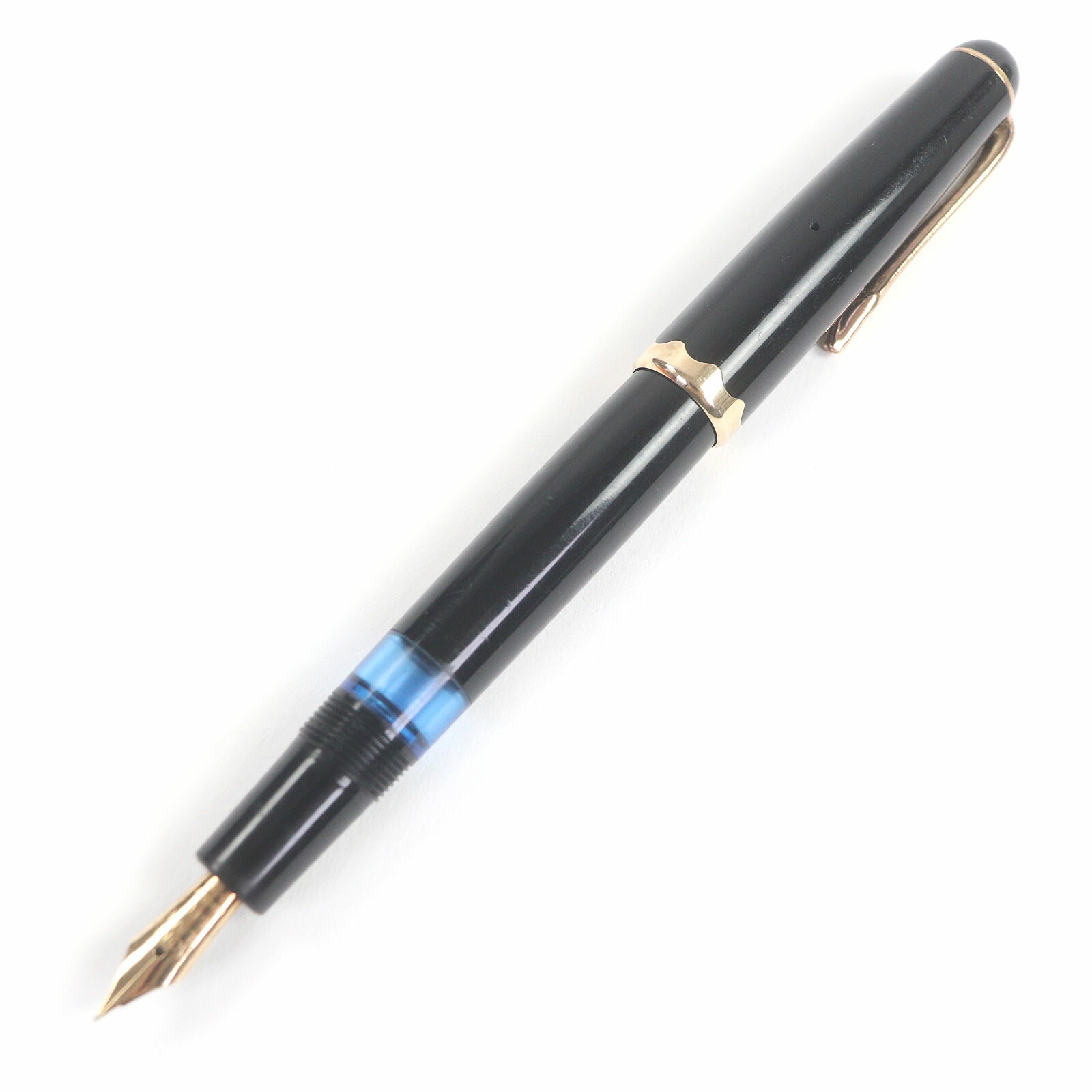 良品□MONTBLANC モンブラン ヴィンテージ Monte Rosa モンテローザ 042G 書き込み先14C Fニブ 旗がしら式 筆 黒いこと ゴールド メンズ【中古】