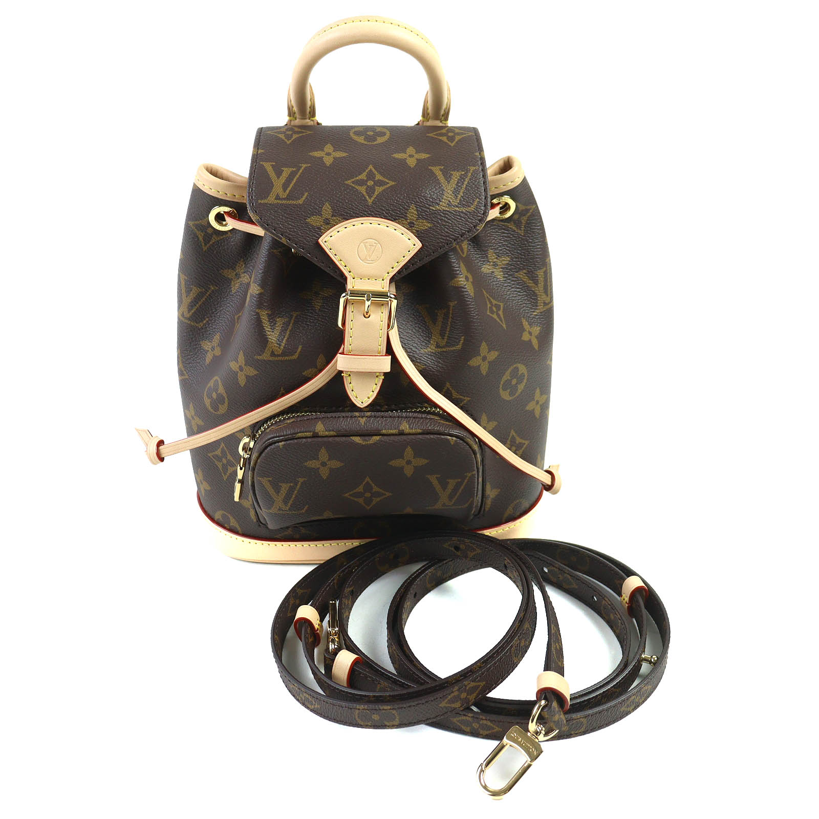未当てはめる品△LOUIS VUITTON ルイヴィトン M11199 モン掏摸 MINI モノグラム うしろ側容器に並べる 背嚢 デイパック 赤銅色 36 保護すること袋付き添い人 イタリア製 レディース【中古】