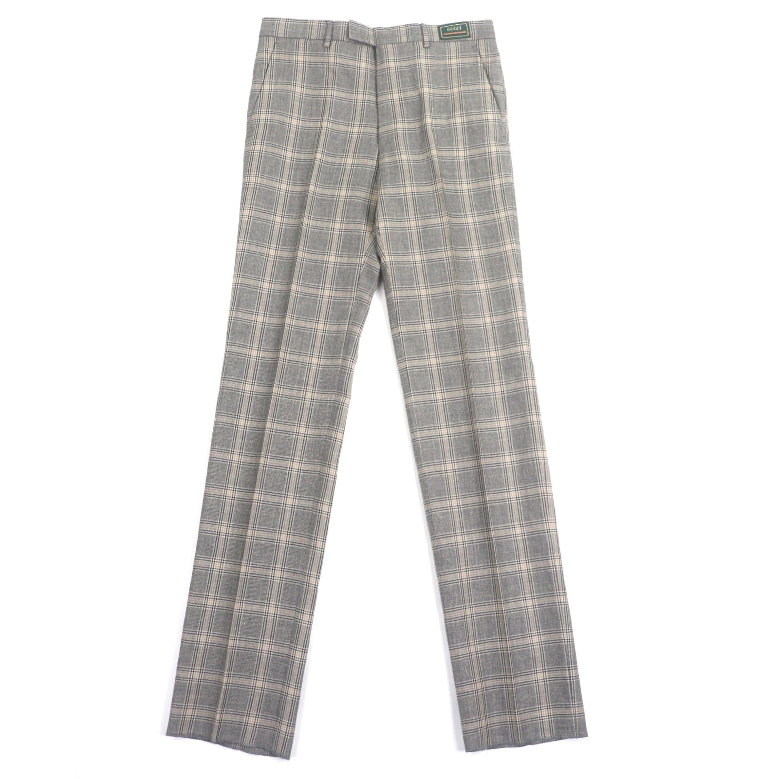 未使用品▼GUCCI グッチ 707294 リネン ウール チェック柄 パンツ スラックス グレー ベージュ 44 イタリア製 正規品 メンズ【中古】|衣類&ブランドリサイクル GREEN
