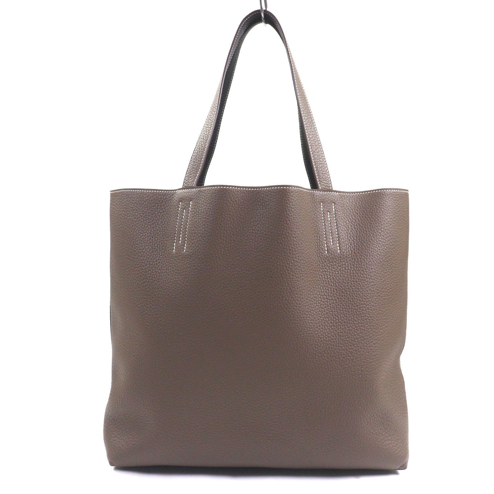 極美品▼HERMES エルメス ドゥブルセンス45 トリヨンクレマンス なめし革 エトゥープ エベヌ トートバッグ K目じるし 保護すること袋付き添い人 フランス共和国製 メンズ【中古】