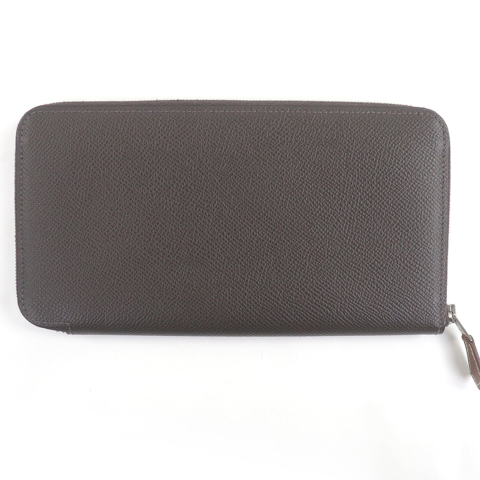 美品□HERMES エルメス アザップロングシルクイン ヴォーエプソン ラウンドジップウォレット 長財布 エベンヌ シルバー Z刻印 フランス製 メンズ【中古】