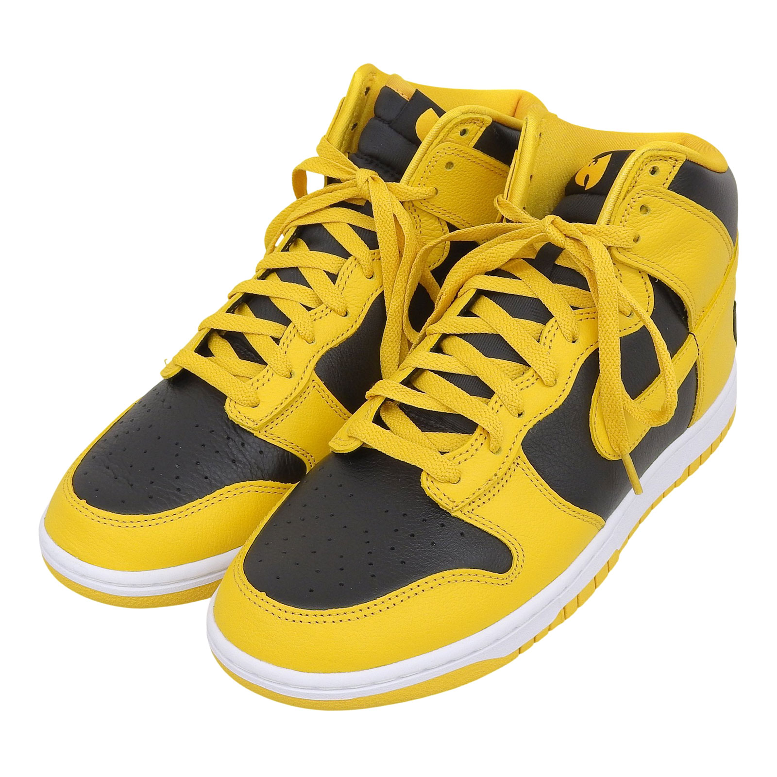 未使用品▲NIKE ナイキ HJ4320-001 DUNK HIGH RETRO PRM ウータンクラン コラボ レザー 合成繊維 ハイカットスニーカー イエロー ブラック 28.5 箱付き メンズ【中古】