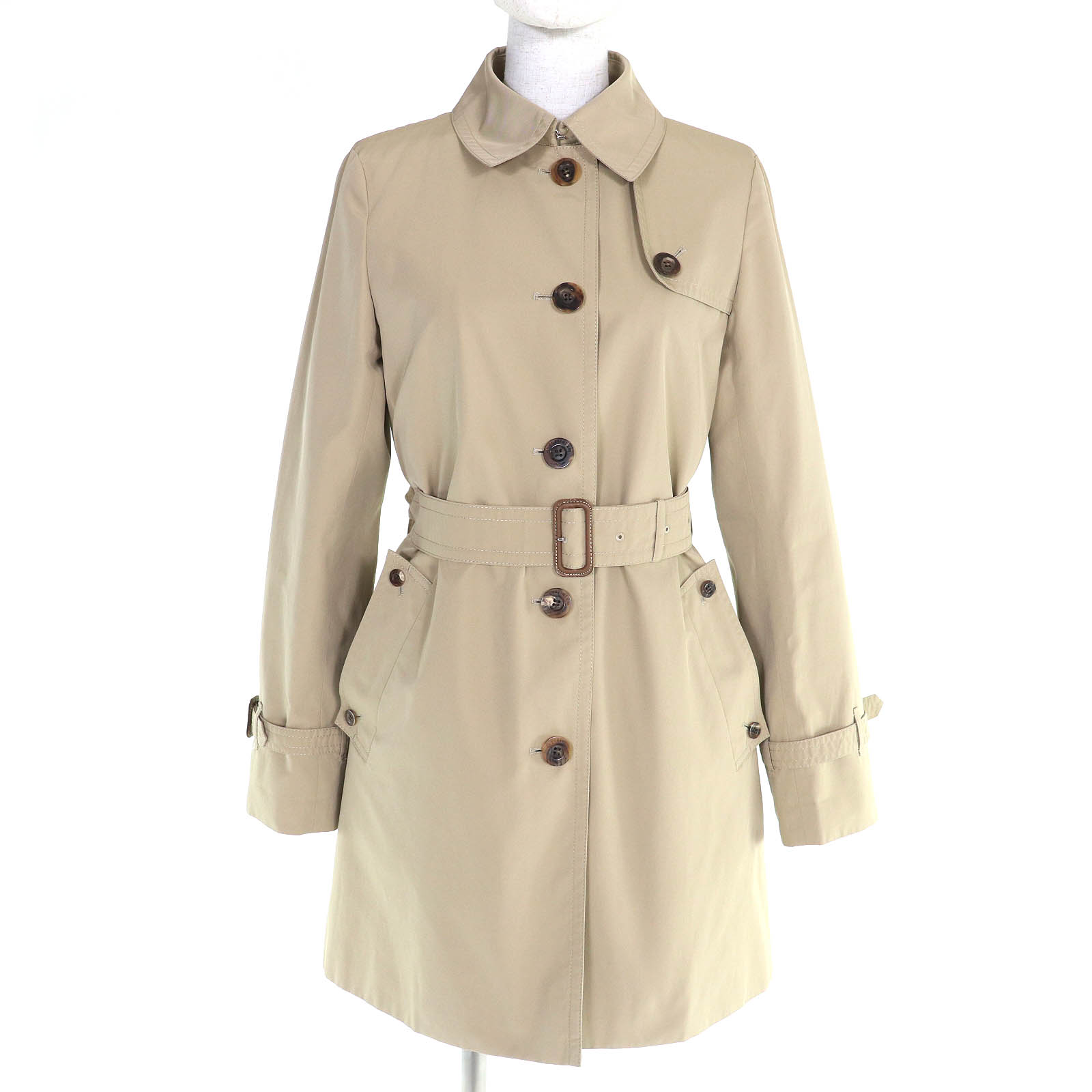 極美品△Aquascutum LONDON アクアスキュータムロンドン ロゴボタン ライナー付き シングル トレンチコート ミディアム丈 ベージュ 8 日本製 正規品 レディース【中古】｜衣類＆ブランドリサイクル GREEN