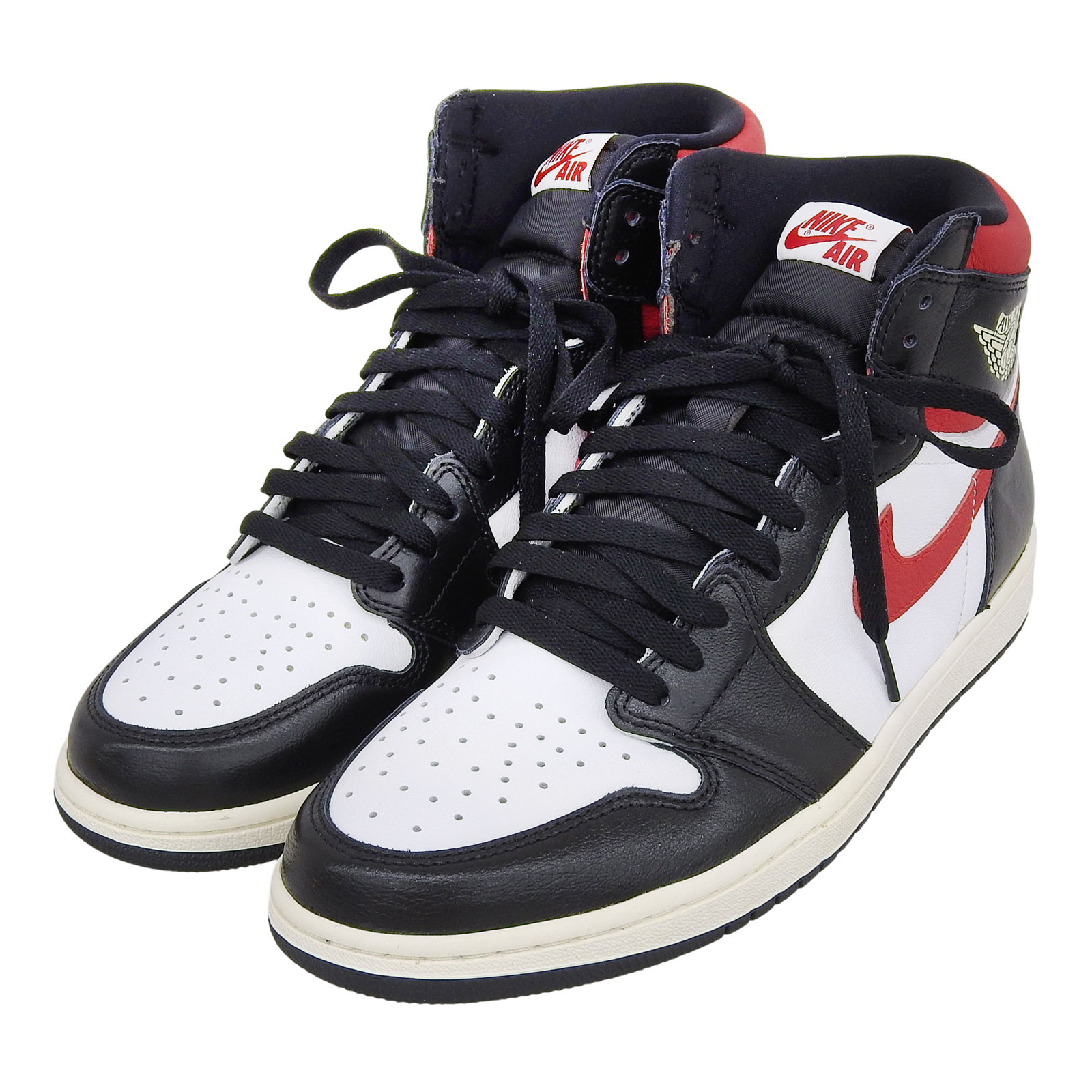 未使用品▲NIKE ナイキ 555088-061 AIR JORDAN 1 RETRO HIGH OG レザー ハイカットスニーカー ホワイト ブラック レッド 28.5cm 箱付き メンズ【中古】
