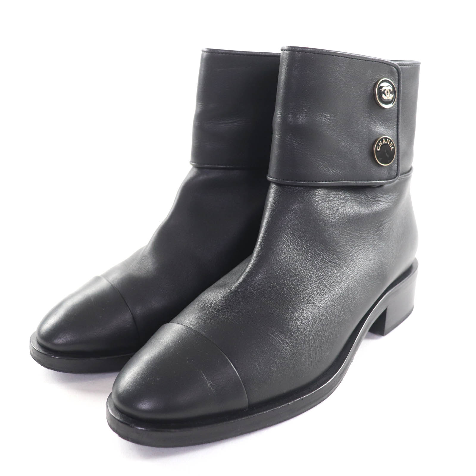 楽天市場】CHANEL ターンロック ショートブーツ レザー ブラック