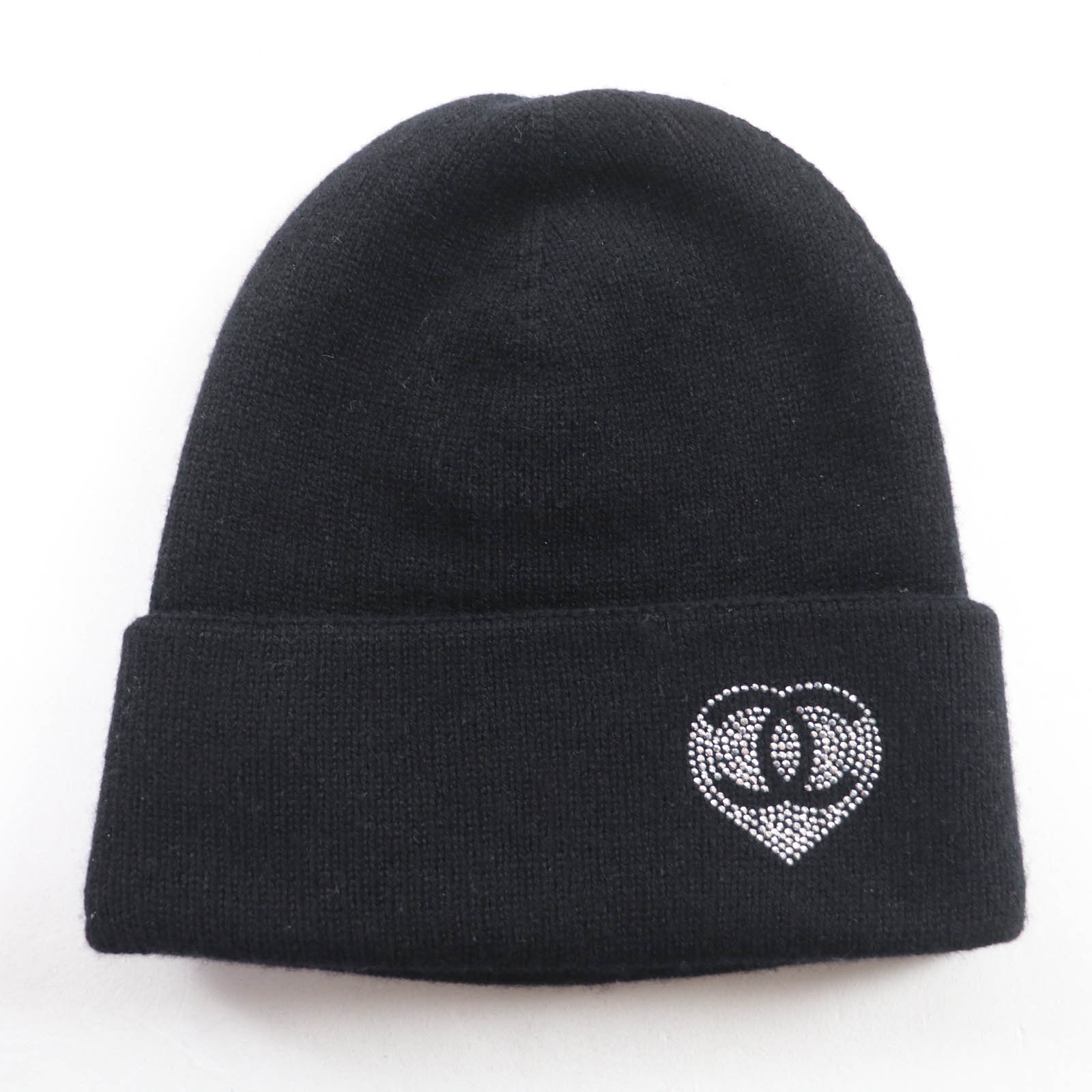 極美品★CHANEL シャネル カシミール100％ ココマーク 伝達ルート石ころ付 編み物旗がしら 黒いこと 箱付き添い人 イタリア製 定め事品 レディース【中古】